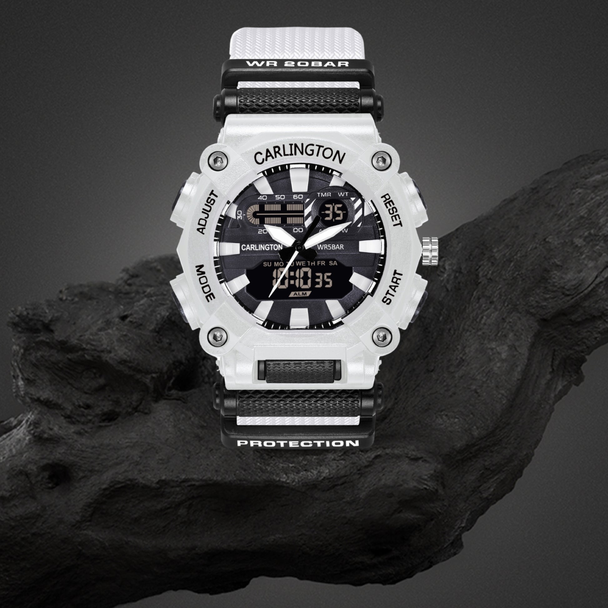 Carlington Analog-Digital Watch - 3311 White
