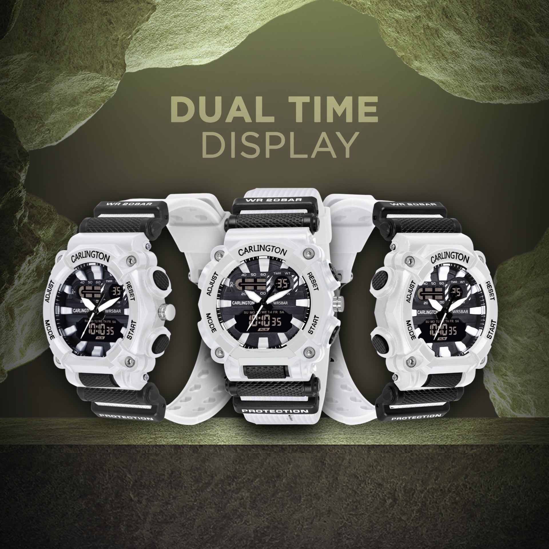 Carlington Analog-Digital Watch - 3311 White
