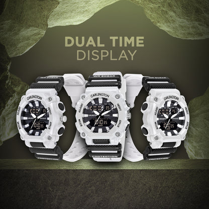 Carlington Analog-Digital Watch - 3311 White