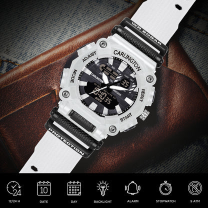 Carlington Analog-Digital Watch - 3311 White