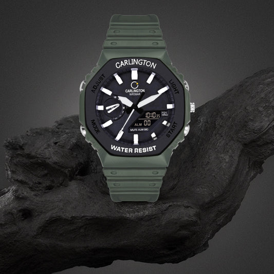 Carlington Analog-Digital Watch - 3322 Green