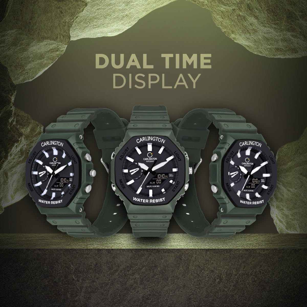 Carlington Edurance Series: Shock Resistant Analog-Digital Watch with ...