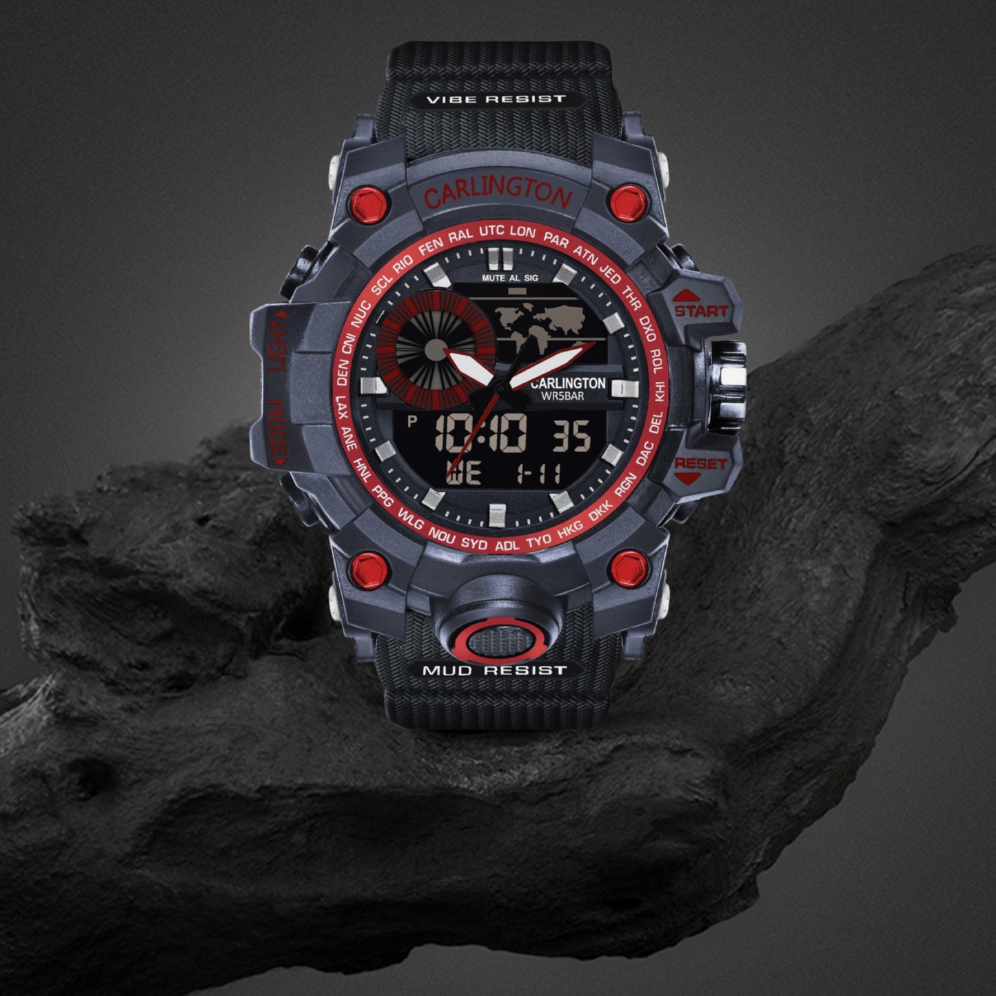Carlington Analog-Digital Watch - 3388 Red