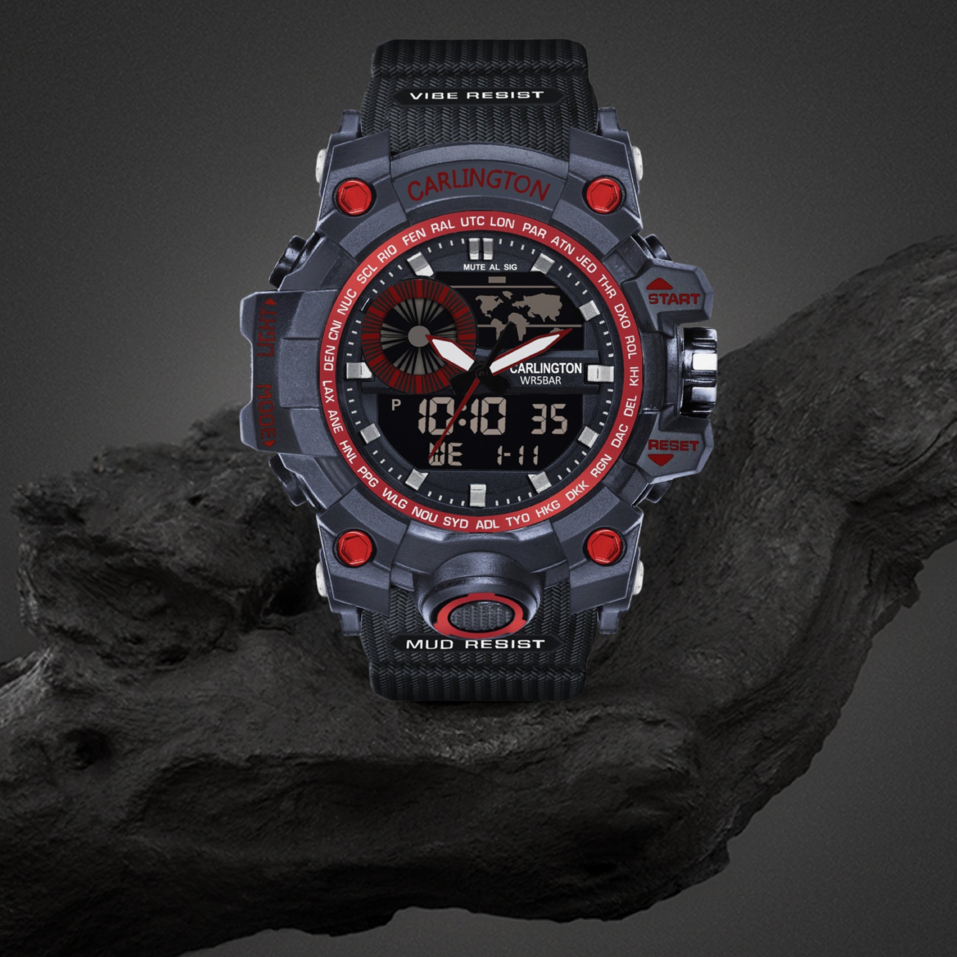 Carlington Analog-Digital Watch - 3388 Red