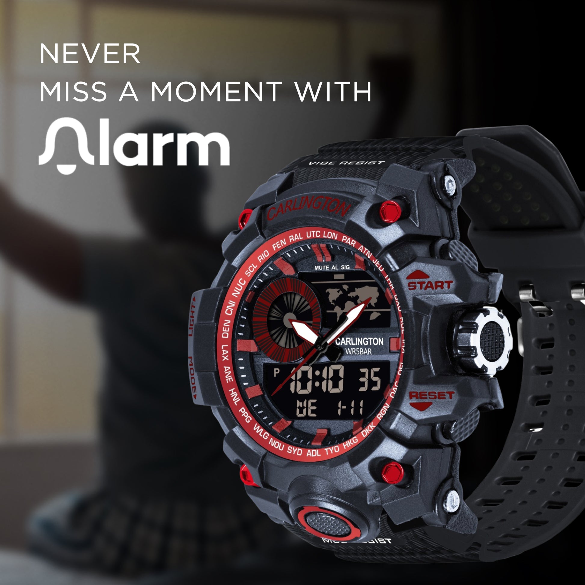 Carlington Analog-Digital Watch - 3388 Red