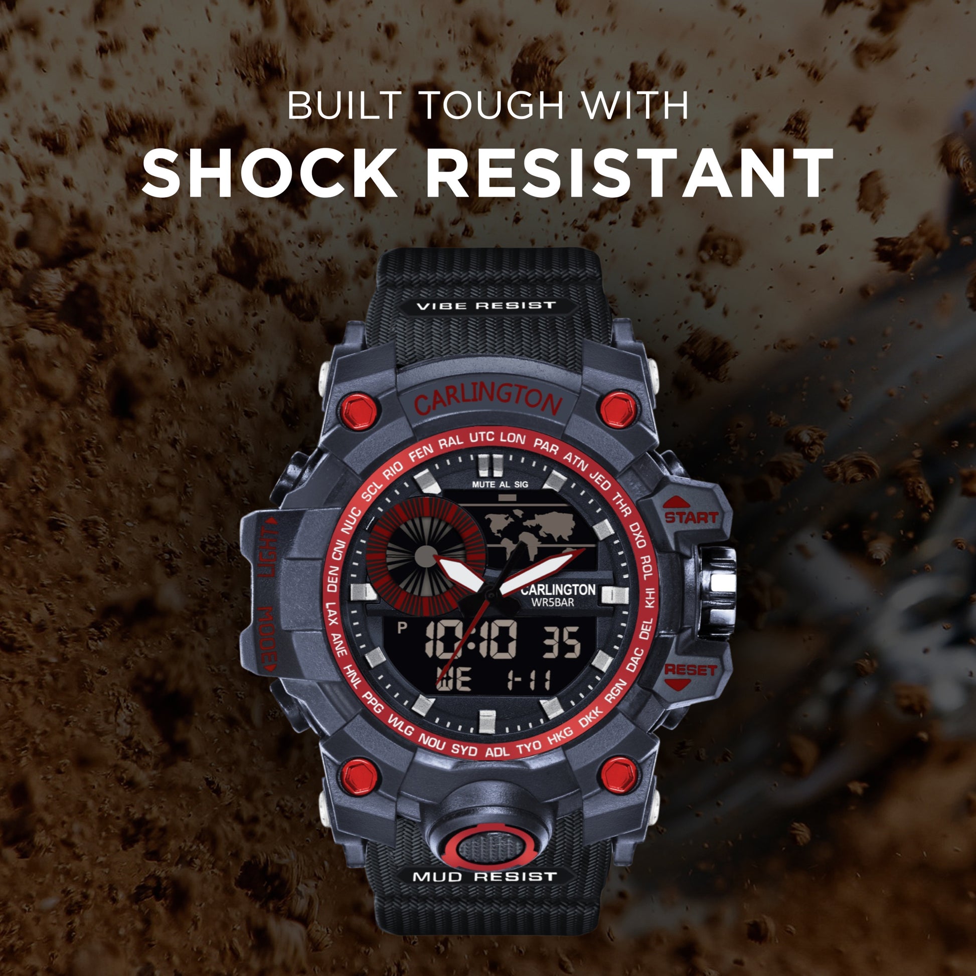 Carlington Analog-Digital Watch - 3388 Red