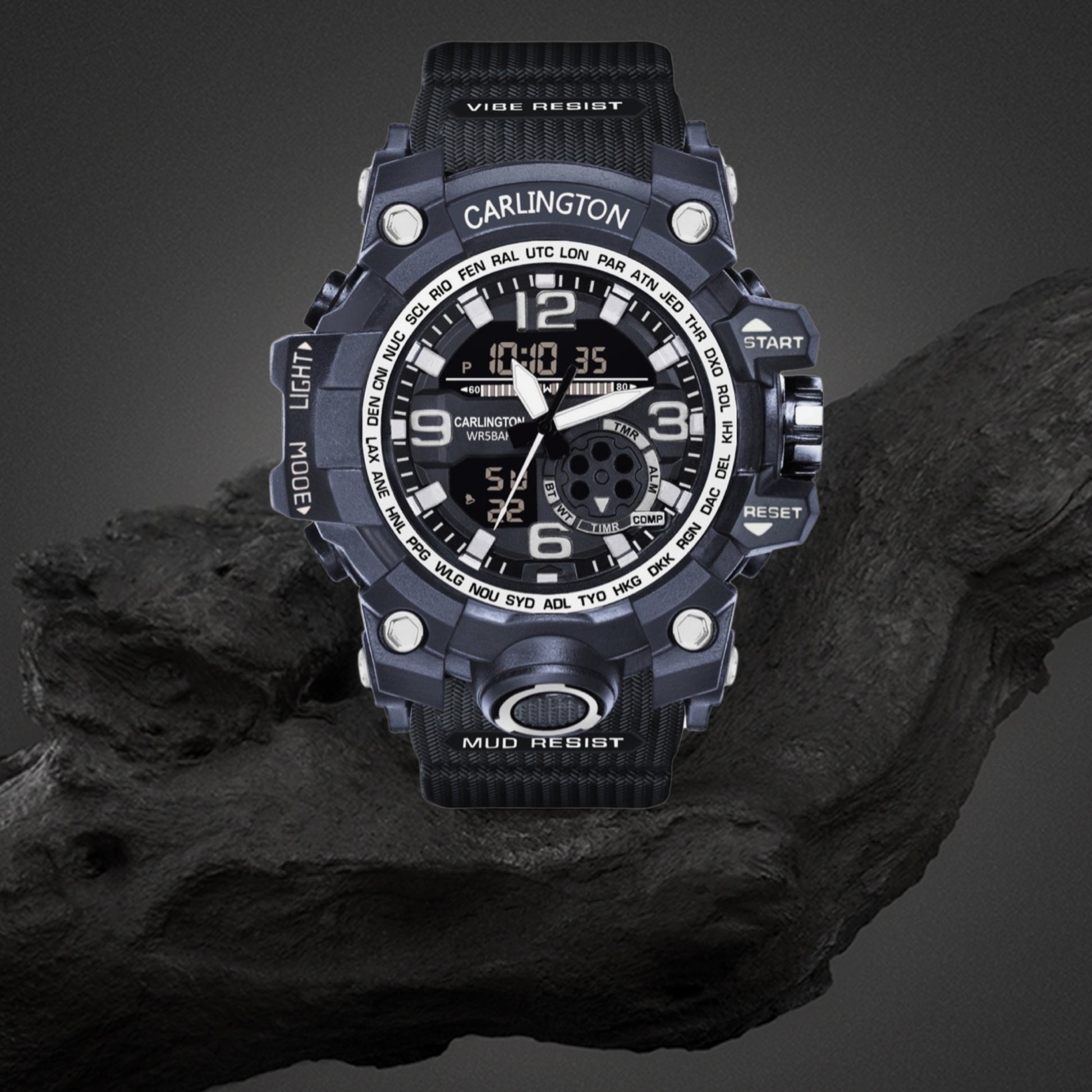 Carlington Aanlog-Digital Watch - 3344 Black