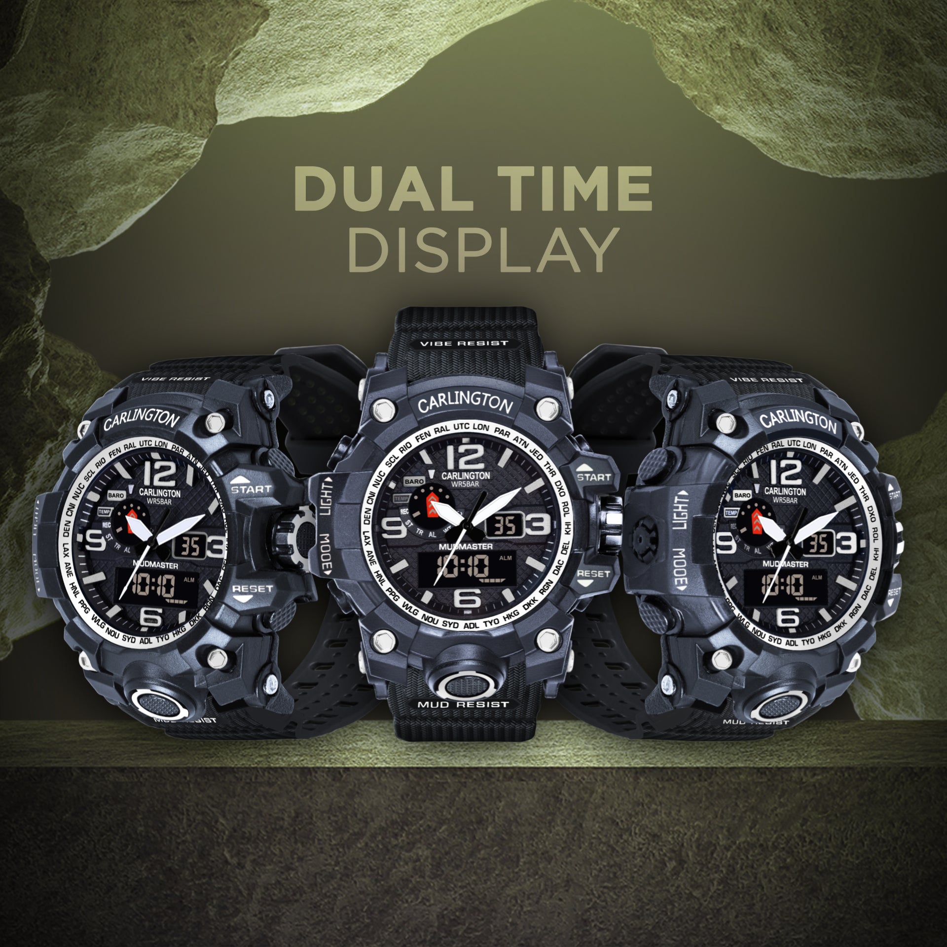 Carlington Aanlog-Digital Watch - 3344 Black