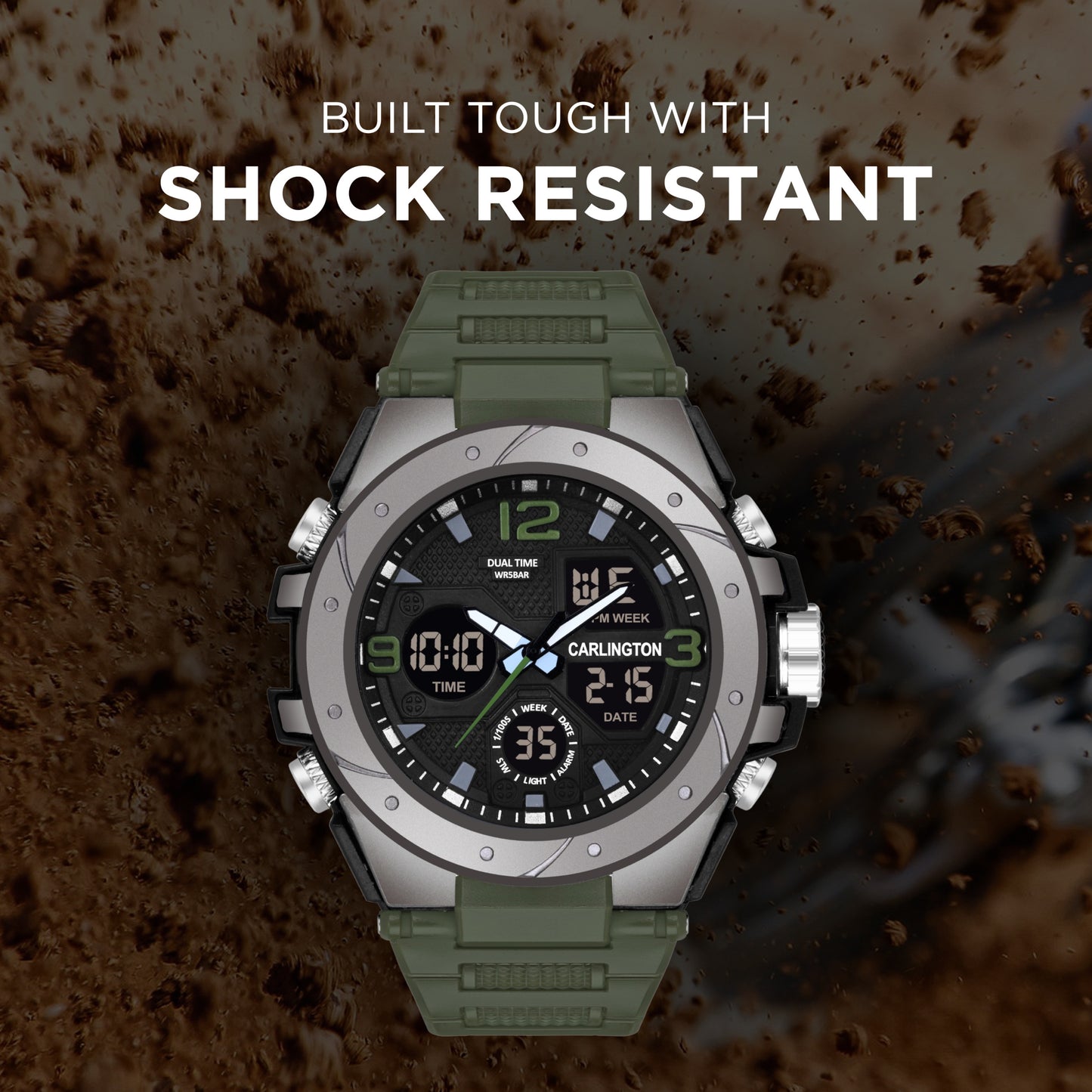 Carlington Aanlog-Digital Watch - 9105 Green