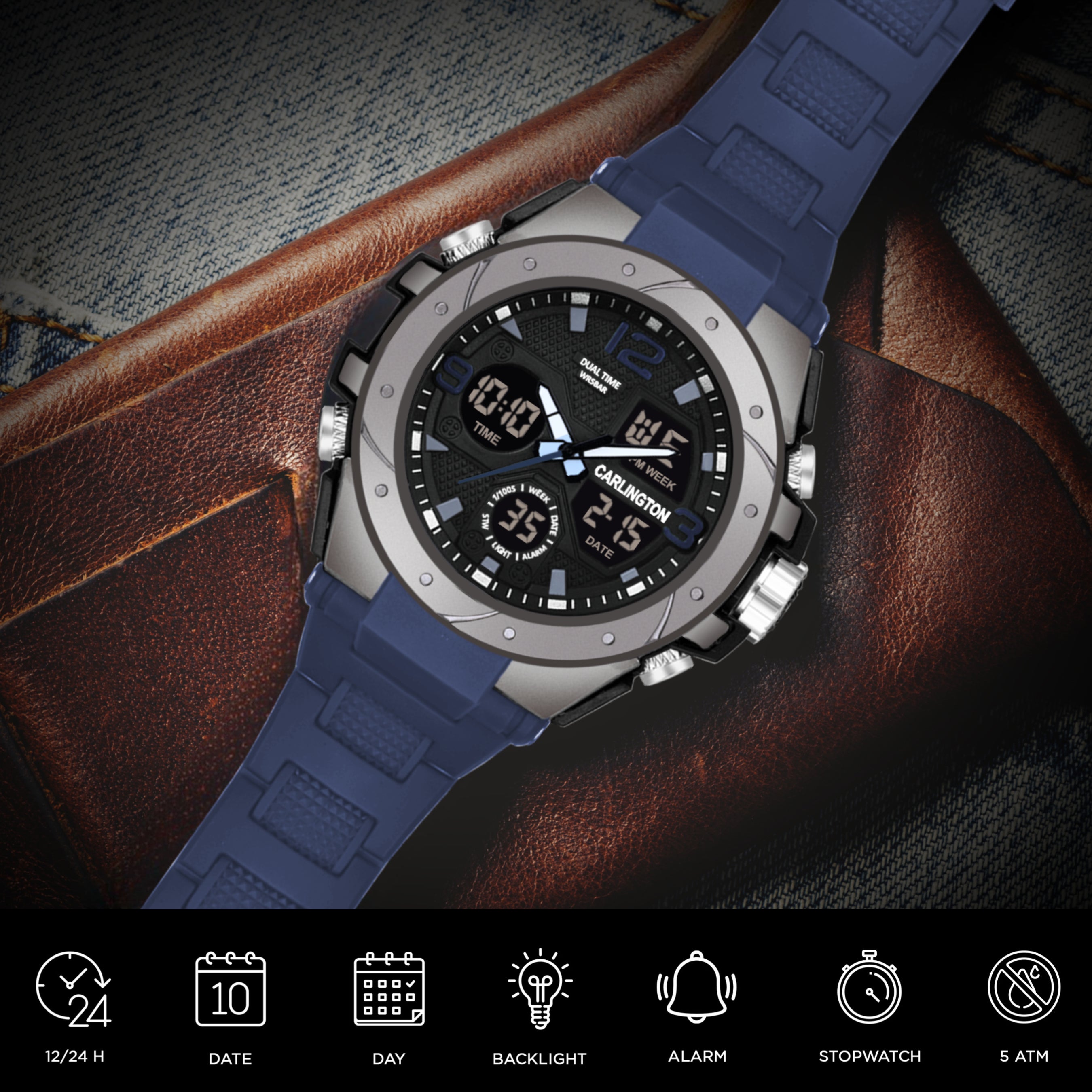 Carlington Aanlog-Digital Watch - 9105 Blue