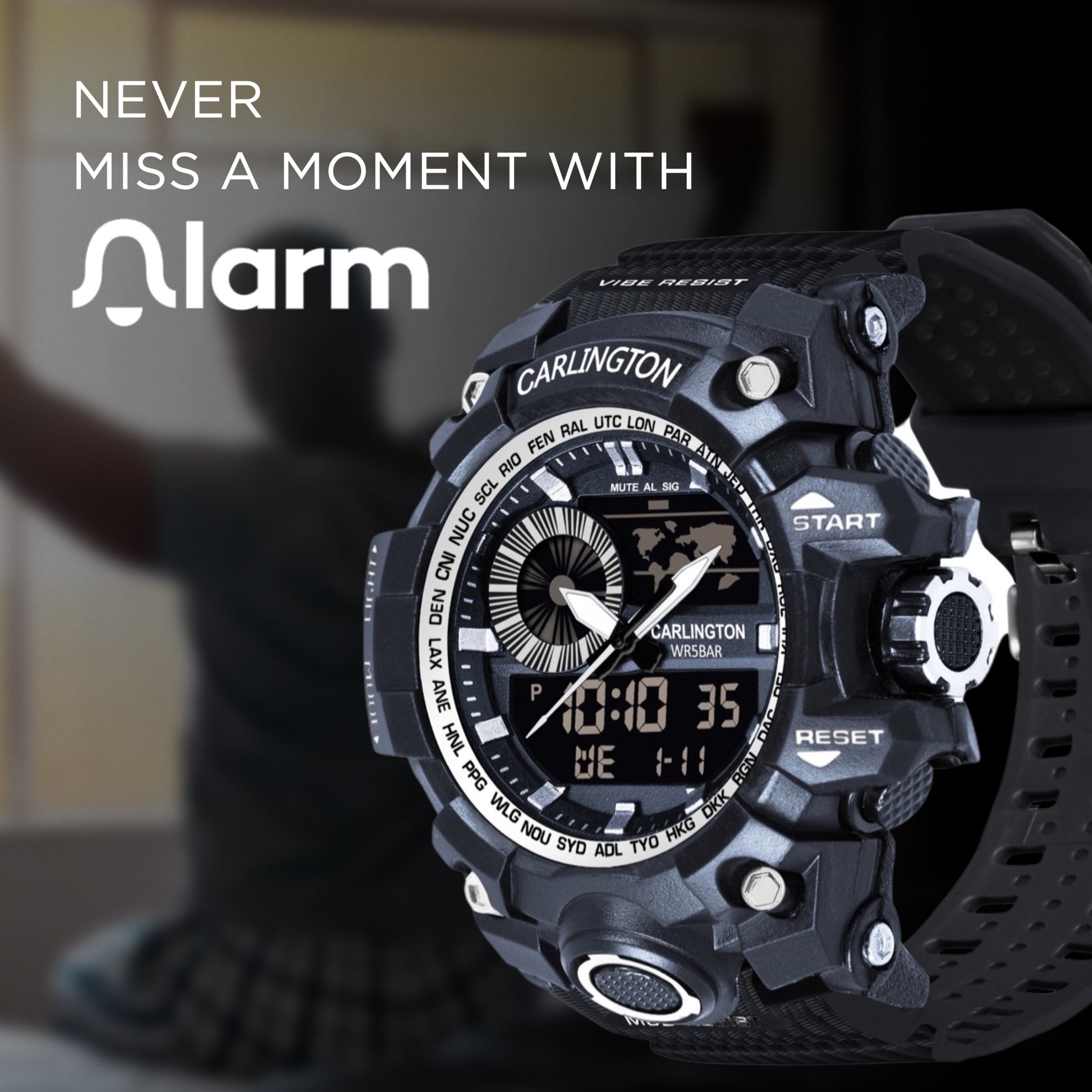 Carlington Analog-Digital Watch - 3388 Black