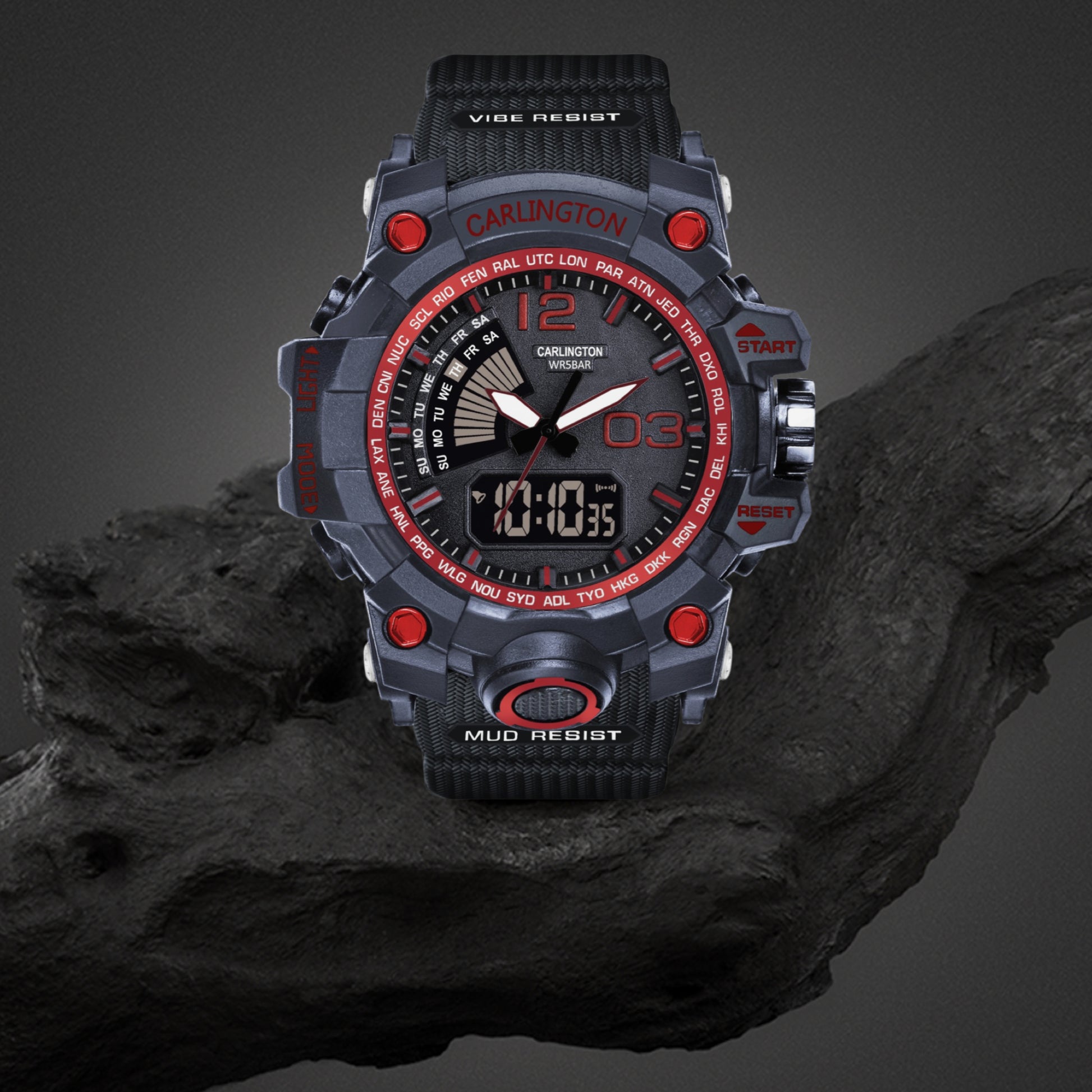 Carlington Analog-Digital Watch - 3366 Red