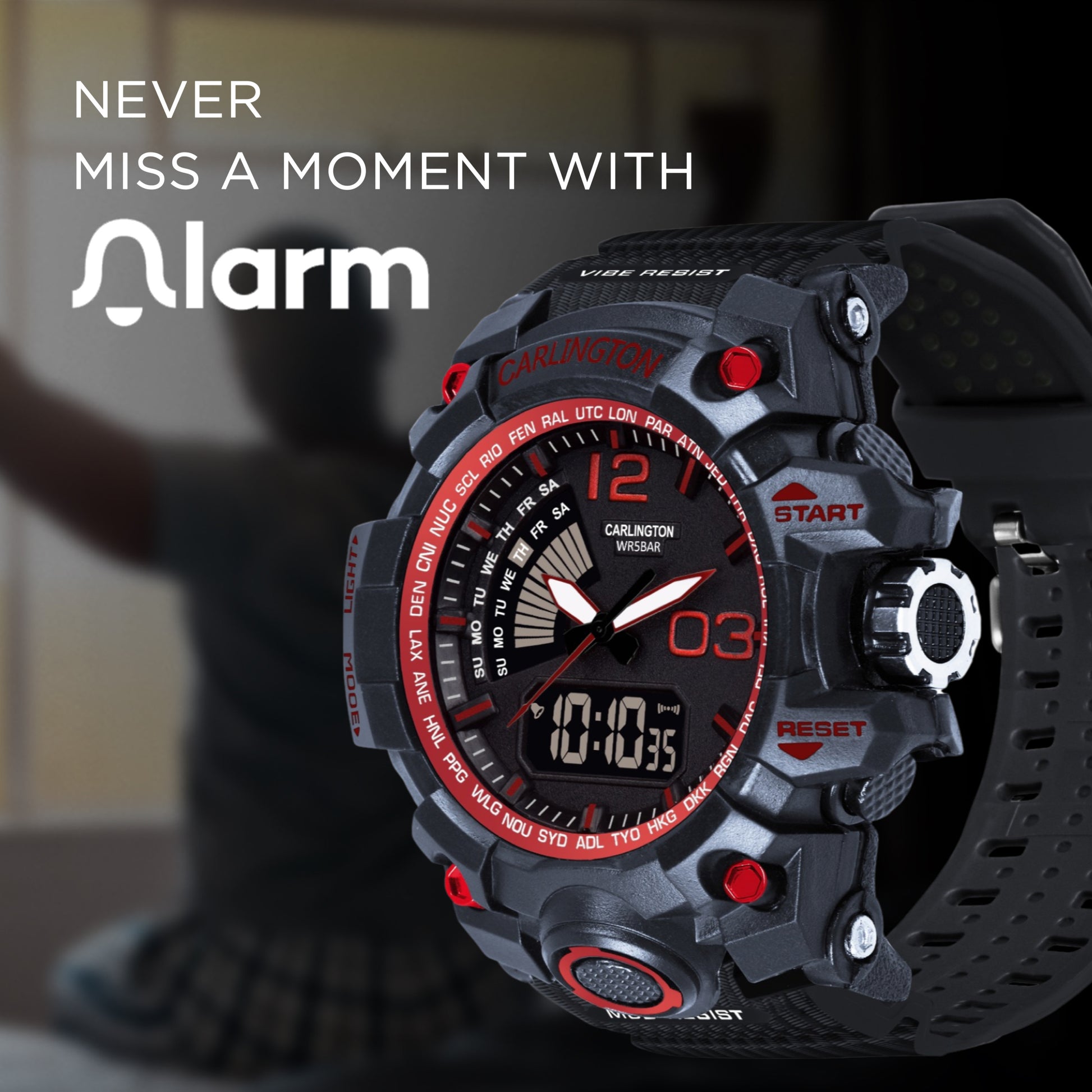 Carlington Analog-Digital Watch - 3366 Red