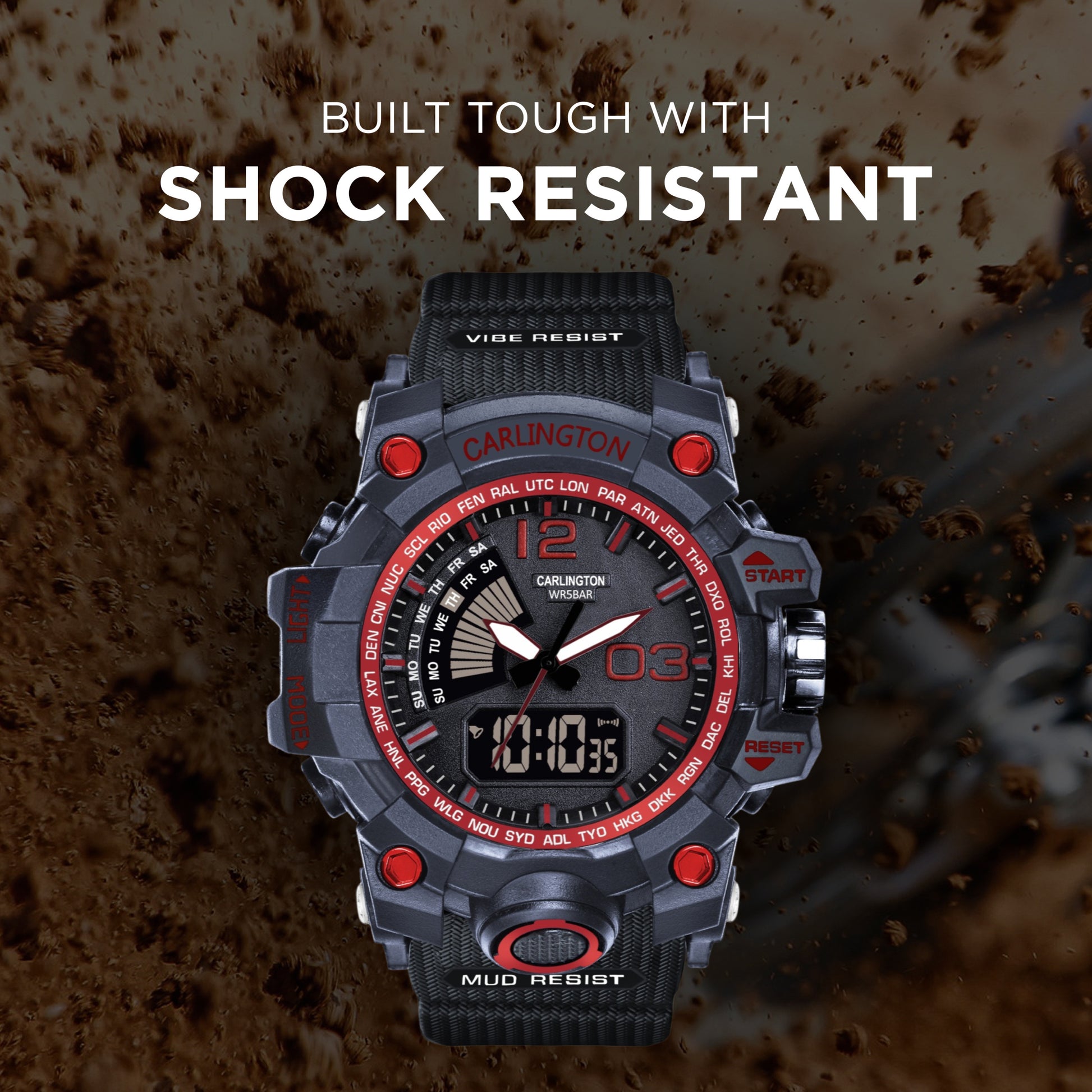 Carlington Analog-Digital Watch - 3366 Red