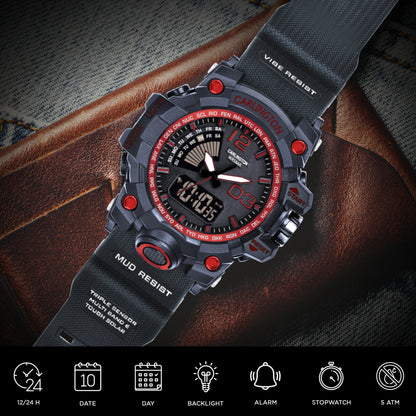 Carlington Analog-Digital Watch - 3366 Red