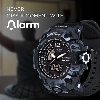 Carlington Analog-Digital Watch - 3366 Black
