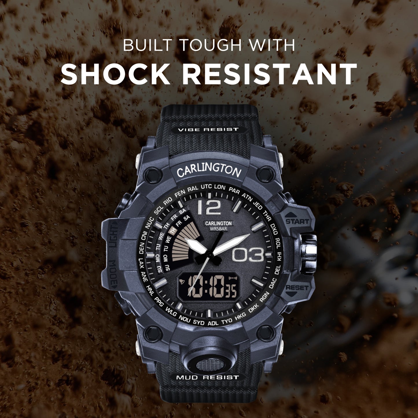 Carlington Analog-Digital Watch - 3366 Black
