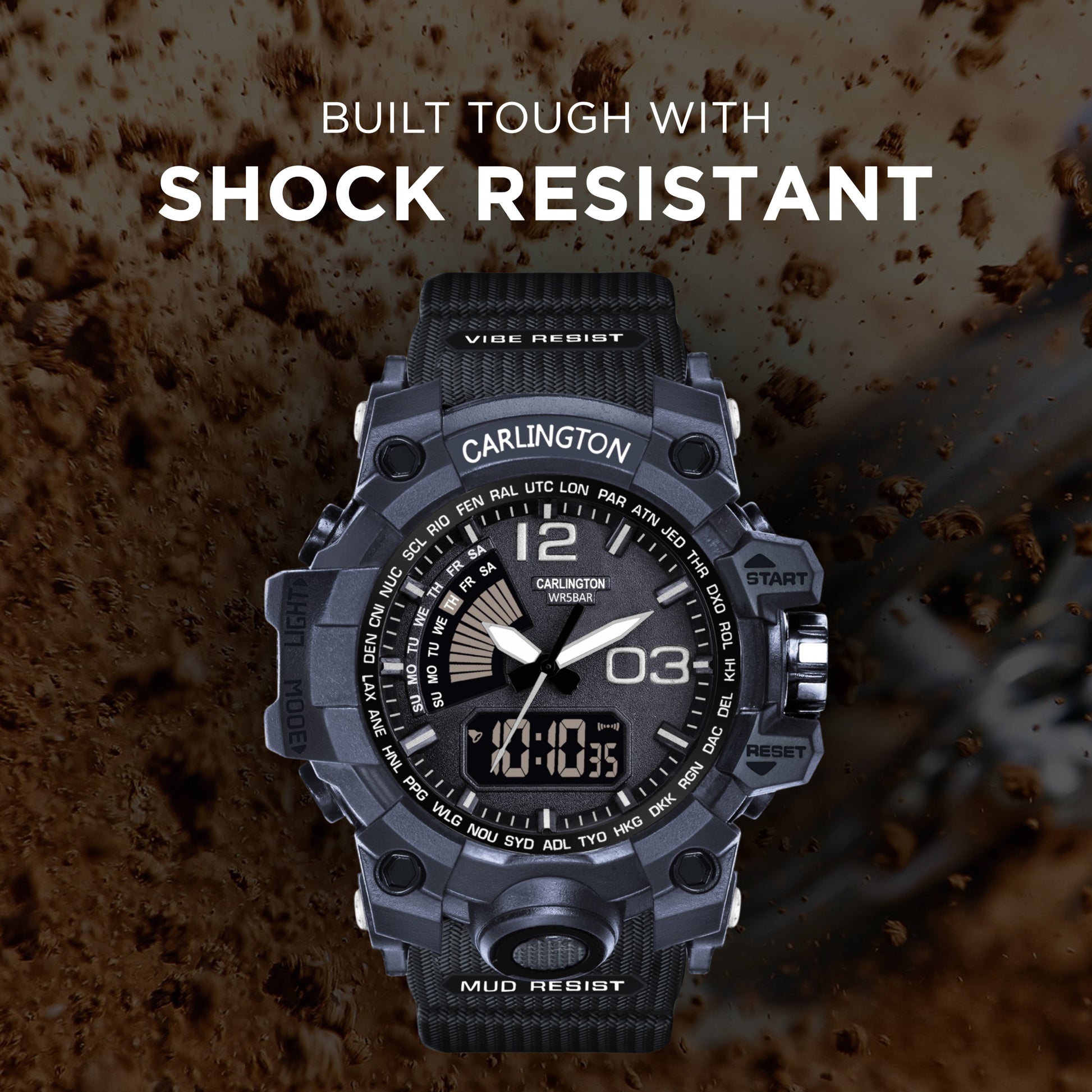 Carlington Analog-Digital Watch - 3366 Black