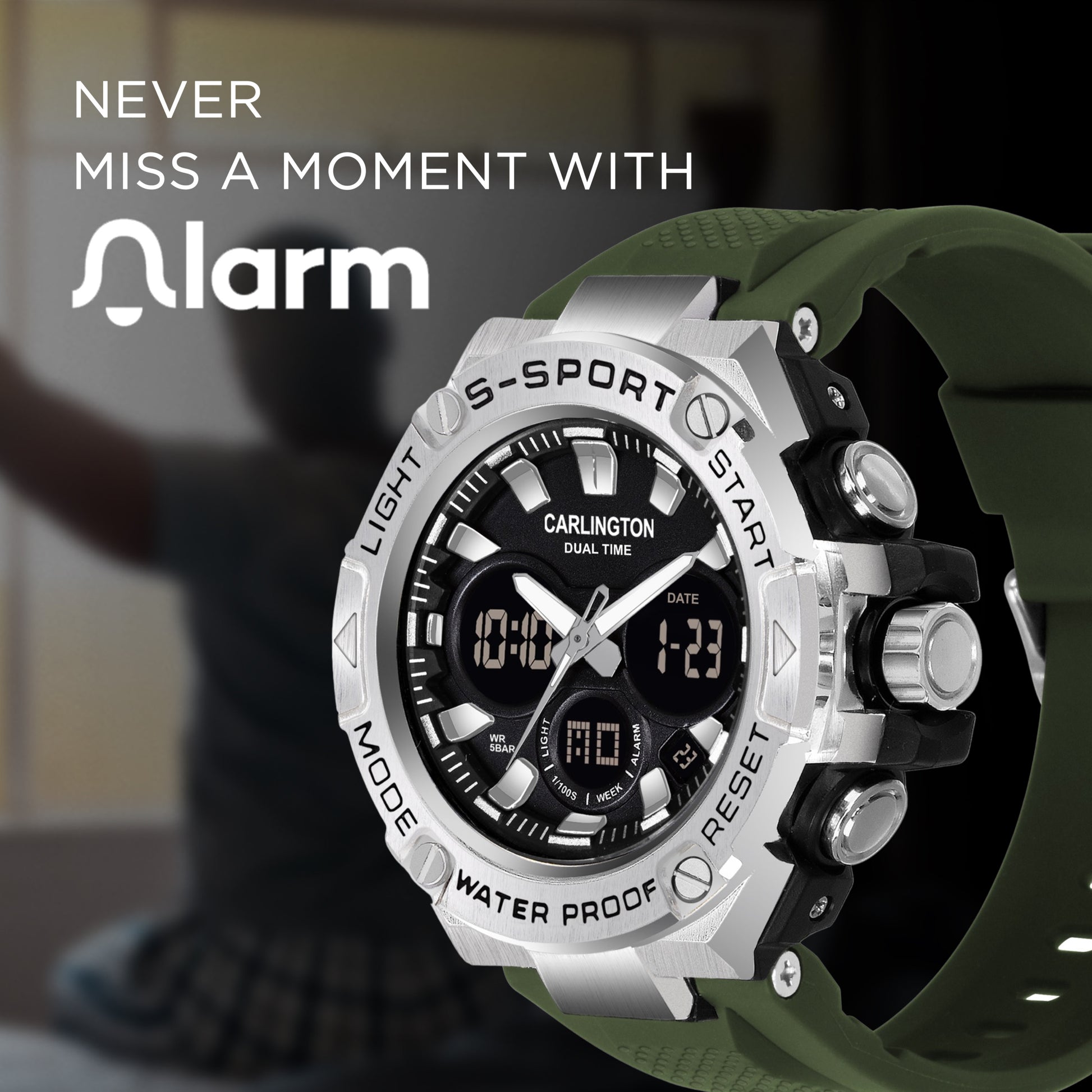 Carlington Analog-Digital Watch - 9107 Green