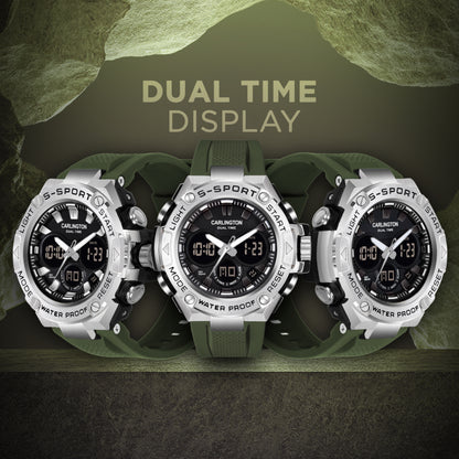 Carlington Analog-Digital Watch - 9107 Green