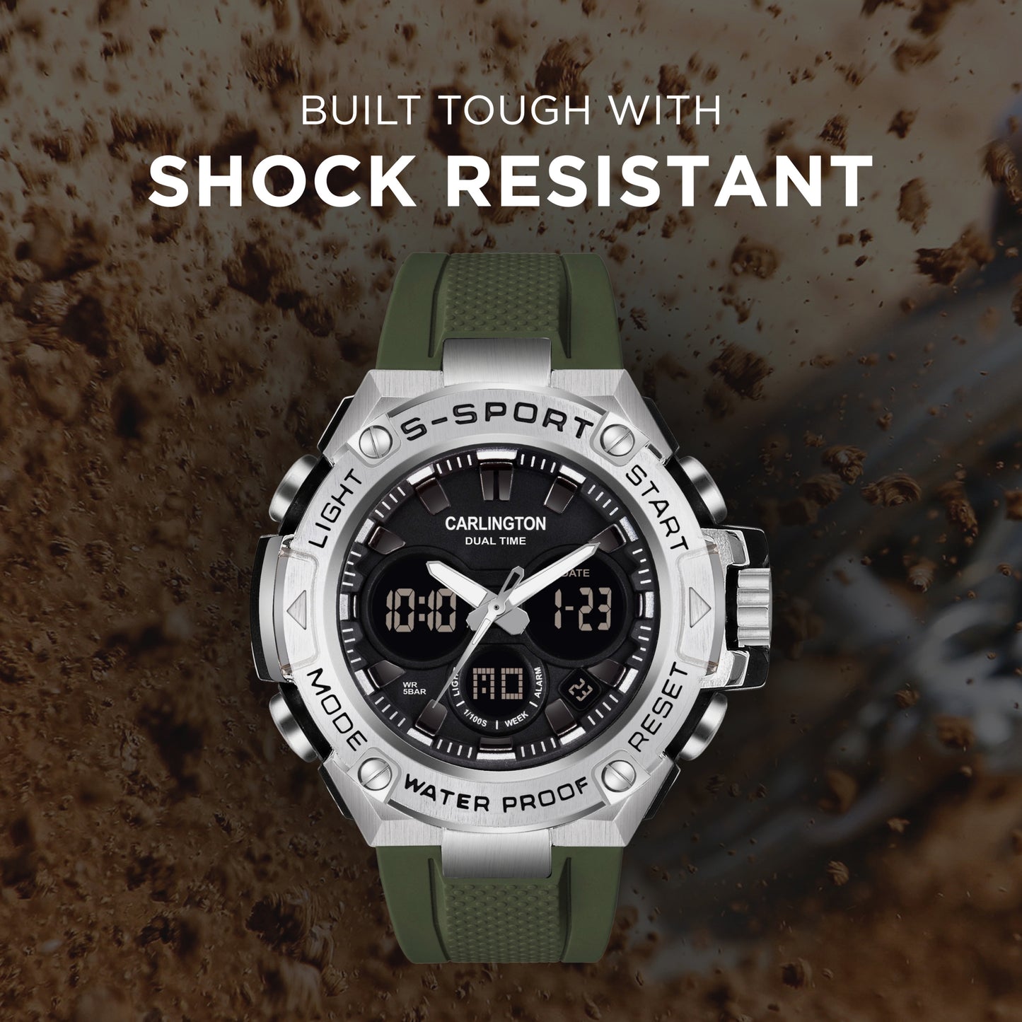 Carlington Analog-Digital Watch - 9107 Green