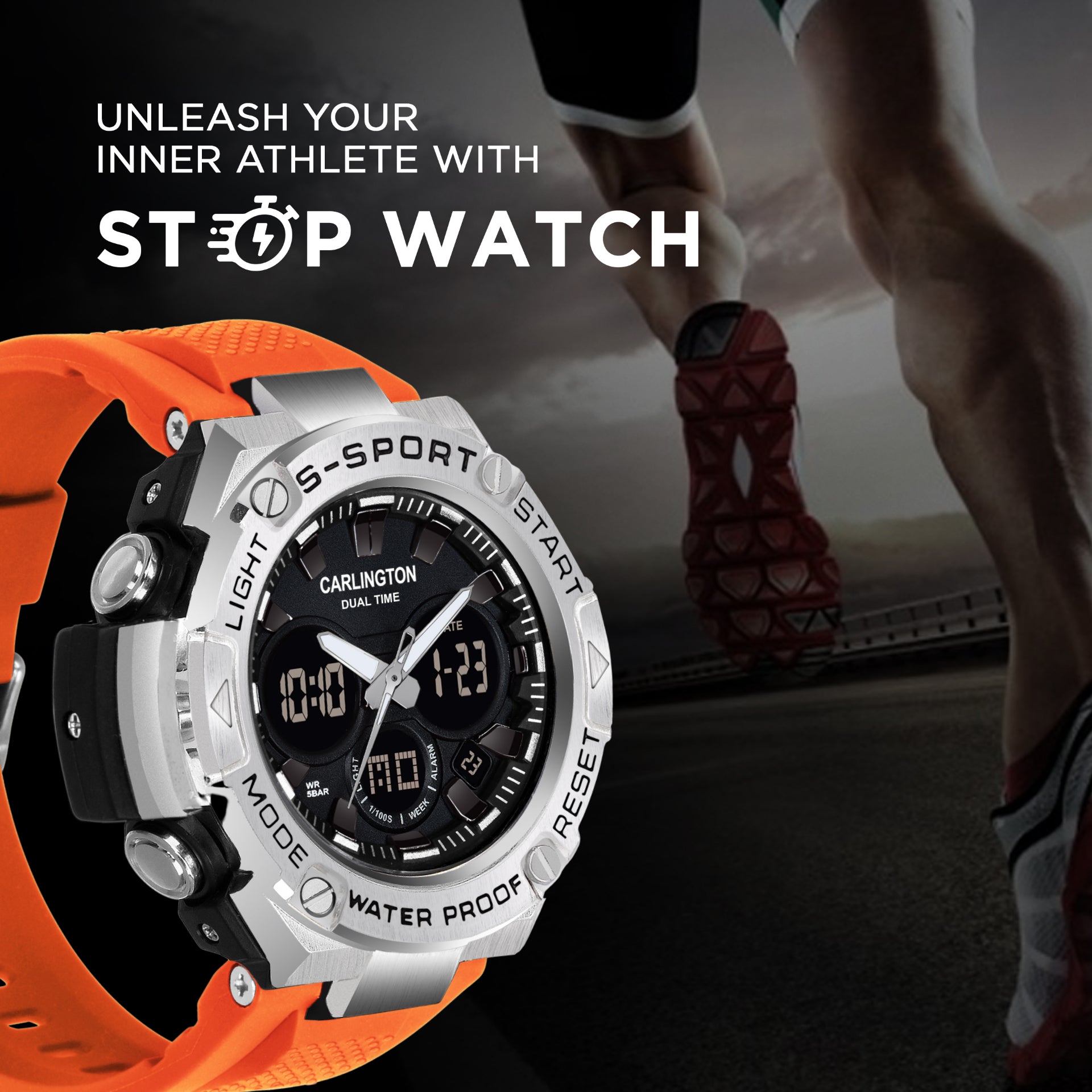 Carlington Analog-Digital Watch - 9107 Orange