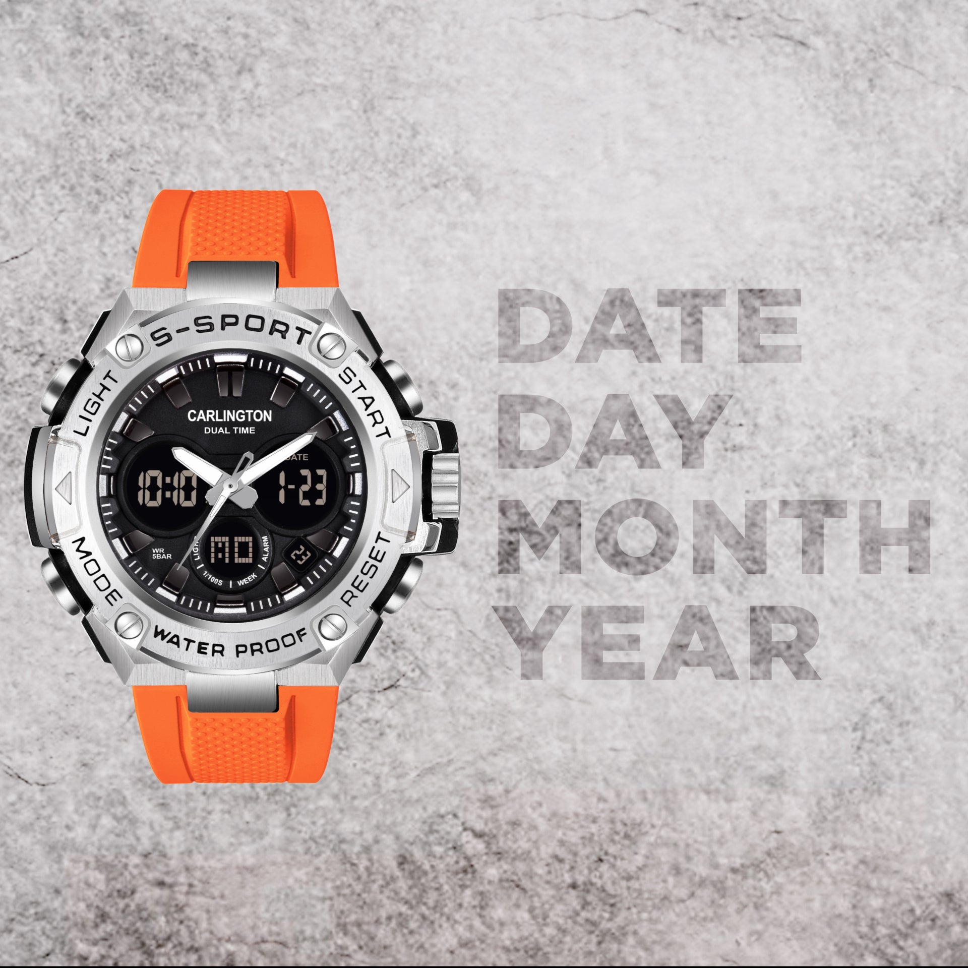Carlington Analog-Digital Watch - 9107 Orange