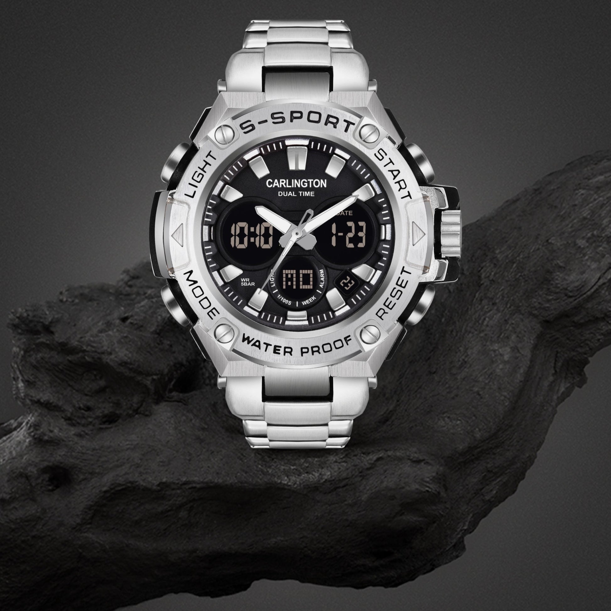 Carlington Analog-Digital Watch - 9107 Steel