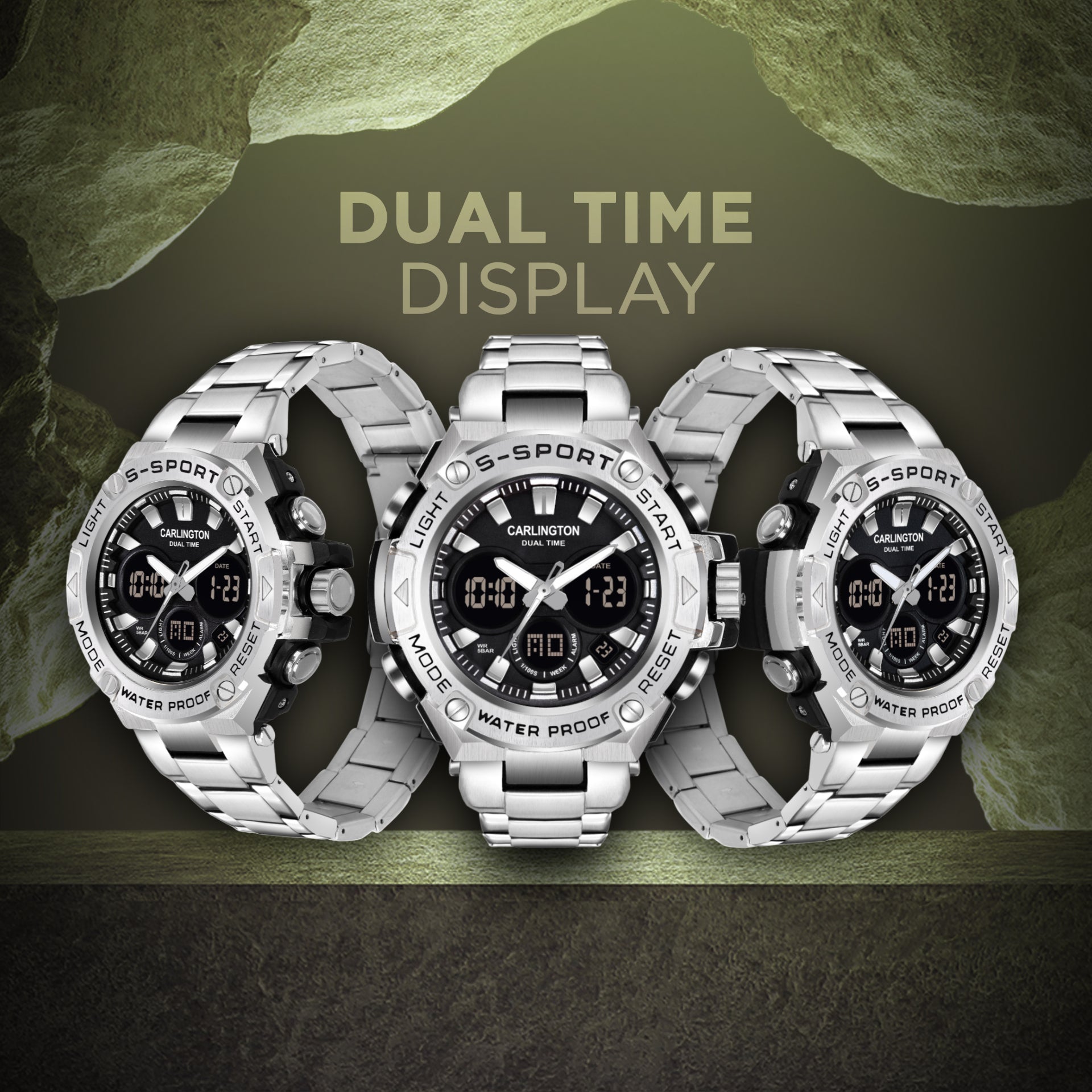 Carlington Analog-Digital Watch - 9107 Steel