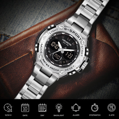 Carlington Analog-Digital Watch - 9107 Steel