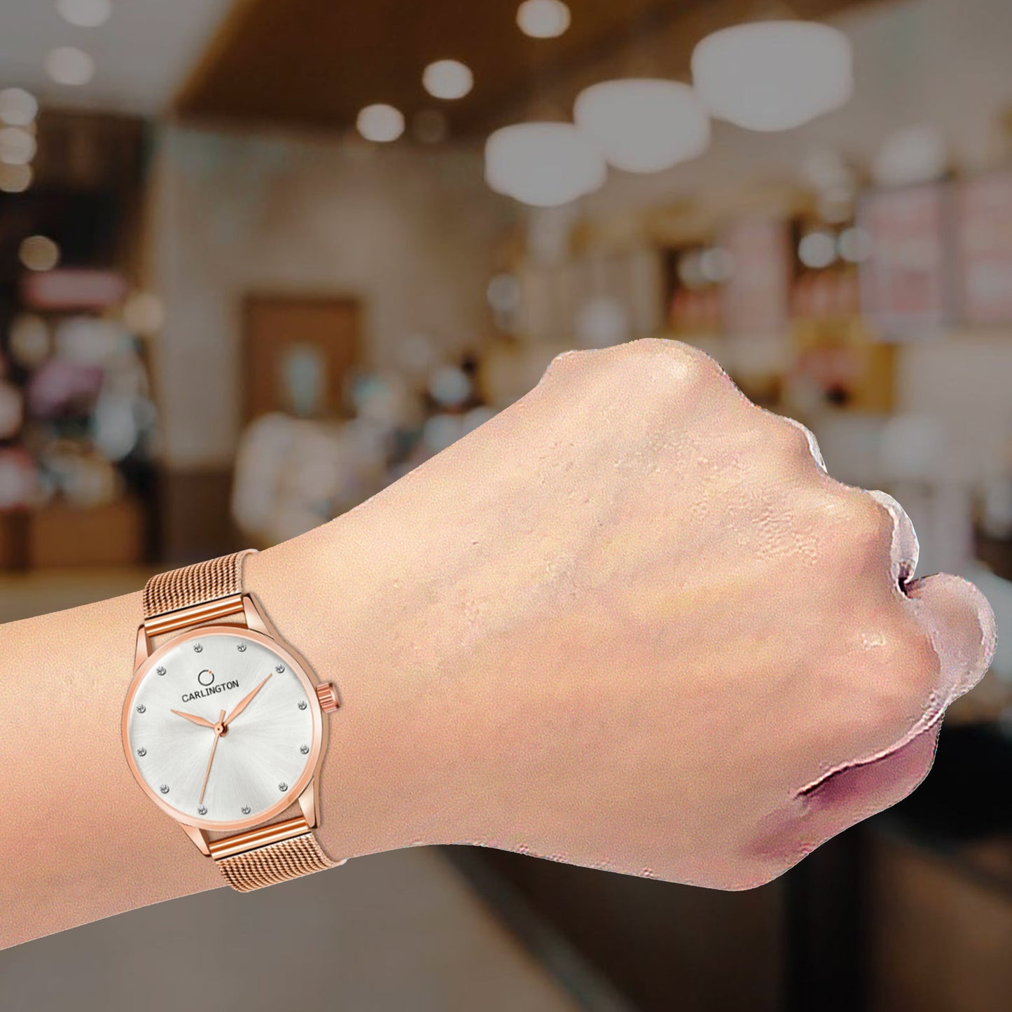 Carlington elite analog ladies watch CT 2009 rosewhite