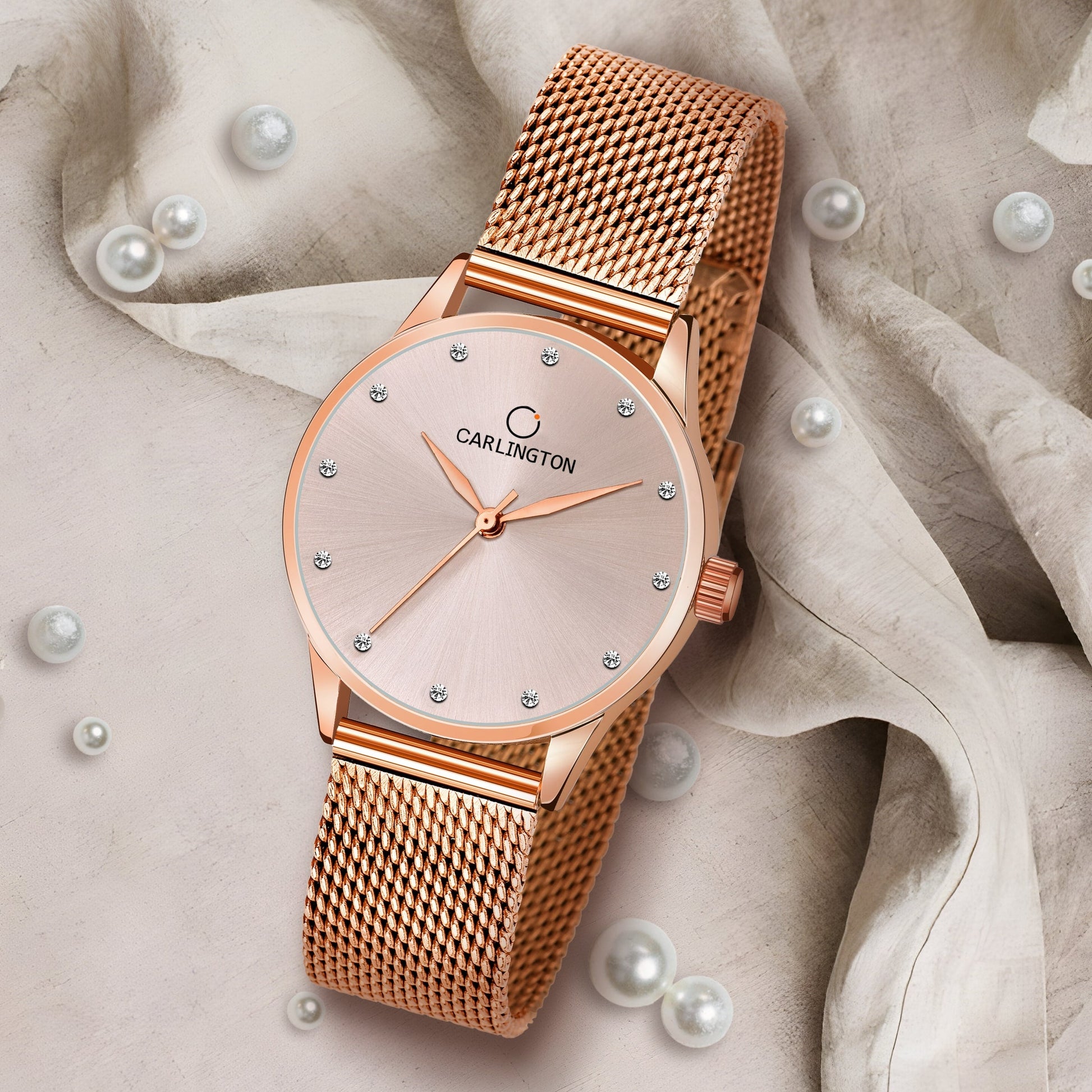 Carlington elite analog ladies watch CT 2009 rosegold