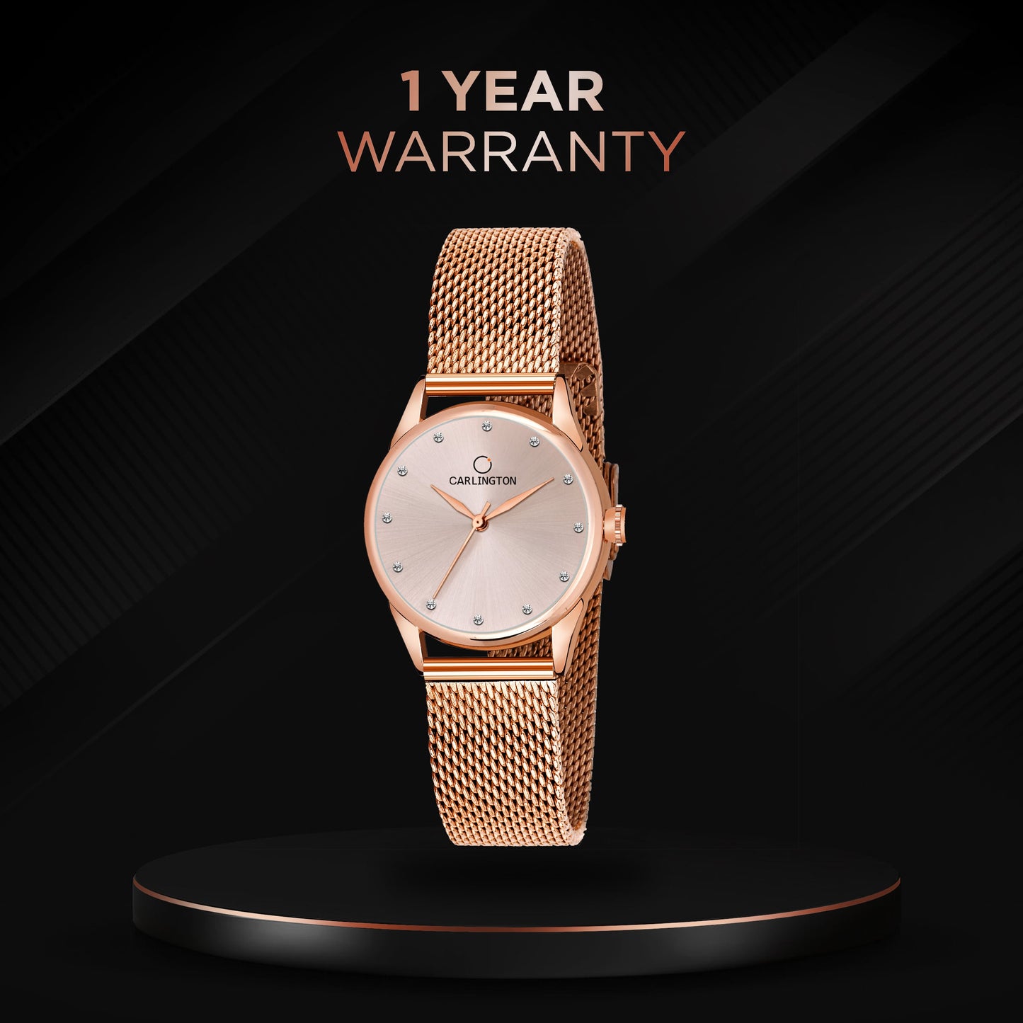 Carlington elite analog ladies watch CT 2009 rosegold