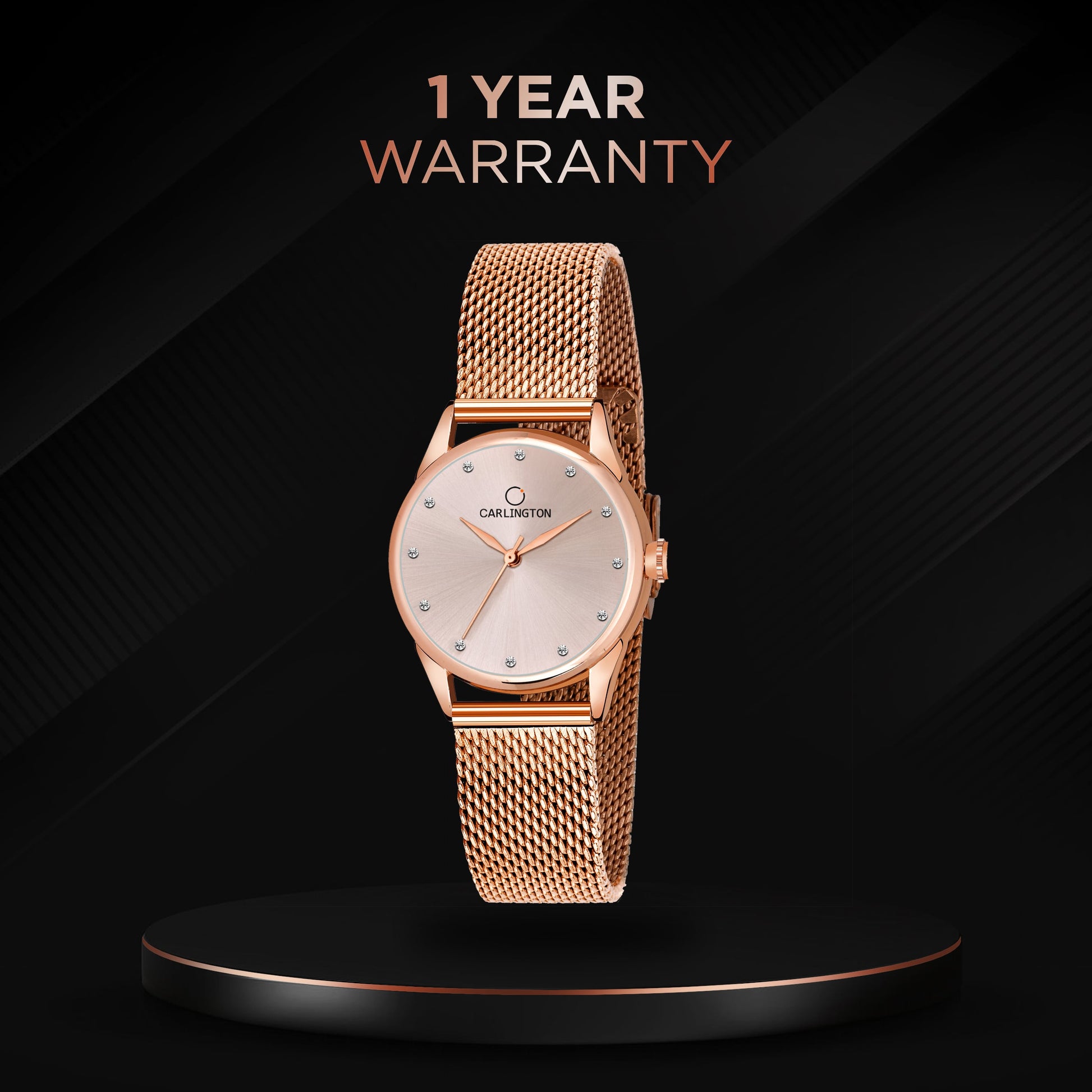 Carlington elite analog ladies watch CT 2009 rosegold
