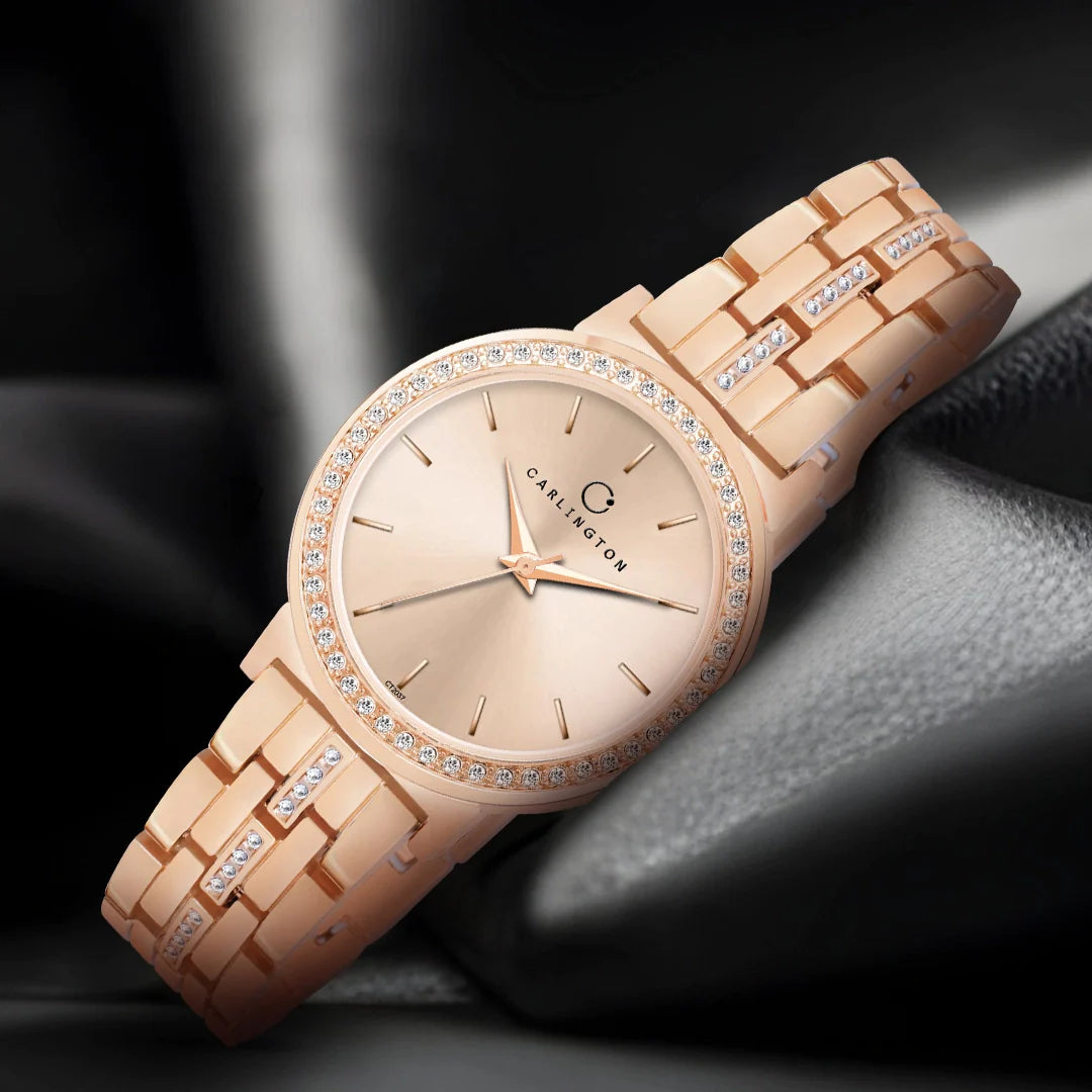 Carlington Iconic 2037 Rose gold Analog Womens Watch