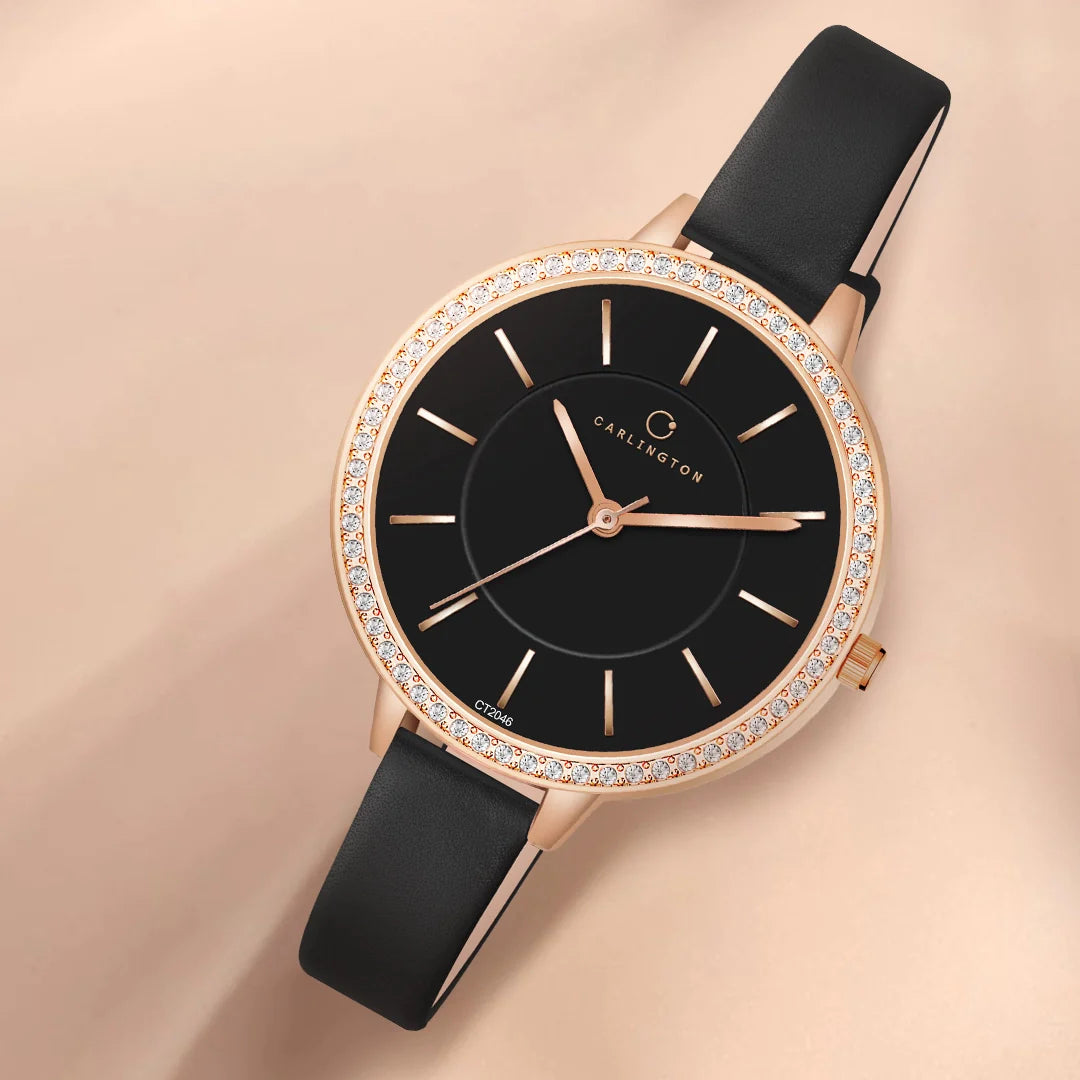 Carlington Iconic 2046 Black Analog Womens Watch