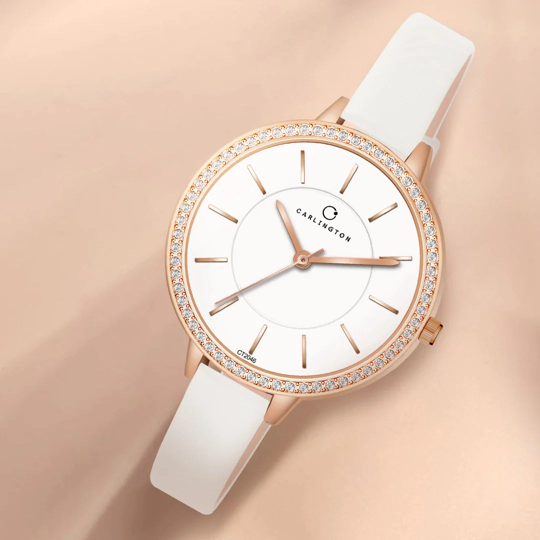 Carlington Iconic 2046 White Analog Womens Watch