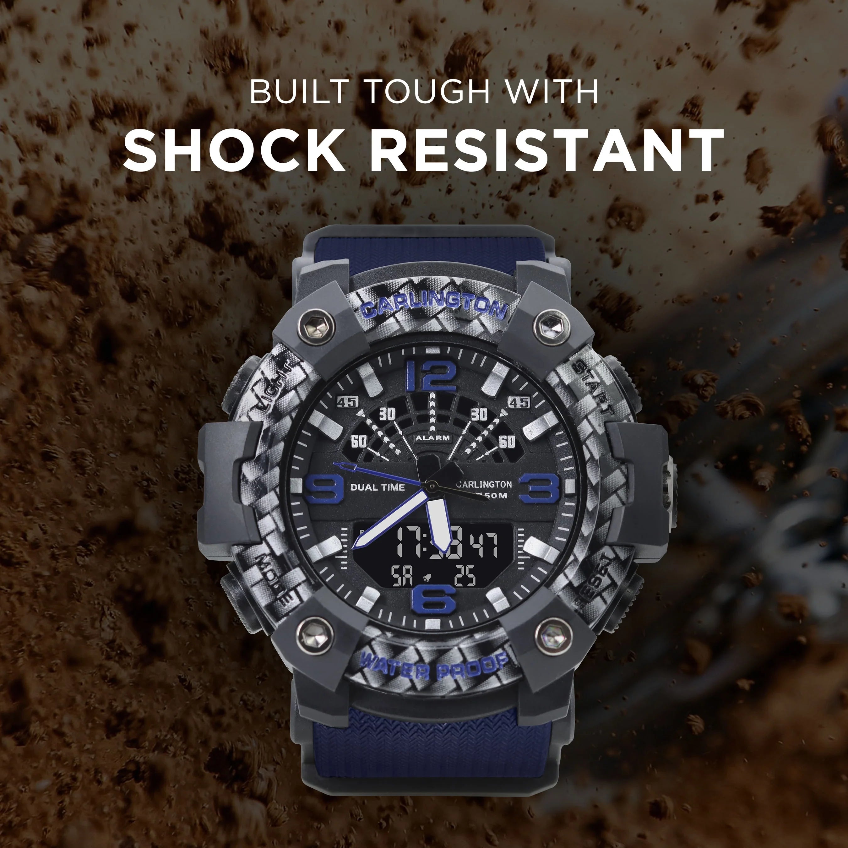 Carlington Analog Digital Sports Watch For Men - Endurance 9103 Blue