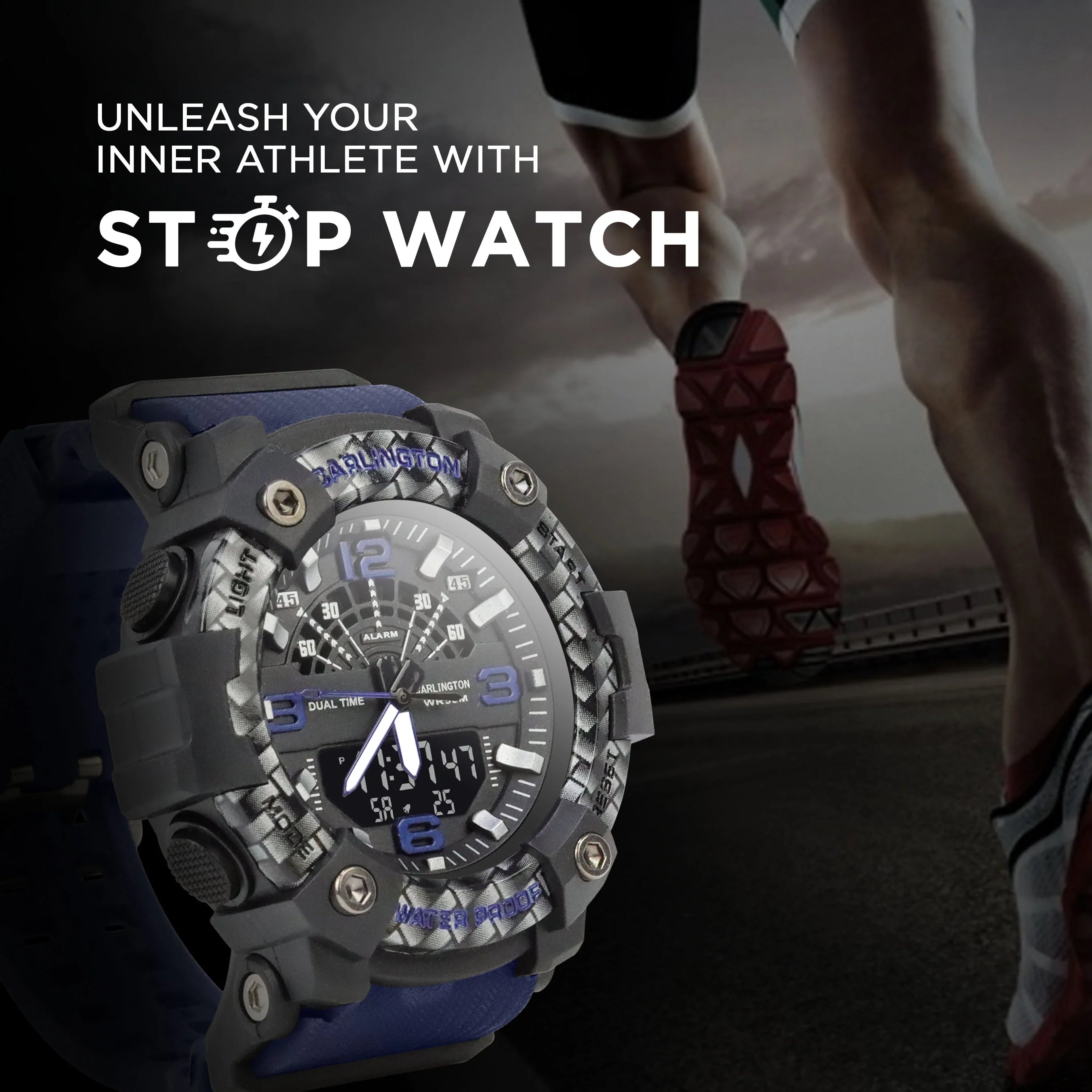 Carlington Analog Digital Sports Watch For Men - Endurance 9103 Blue