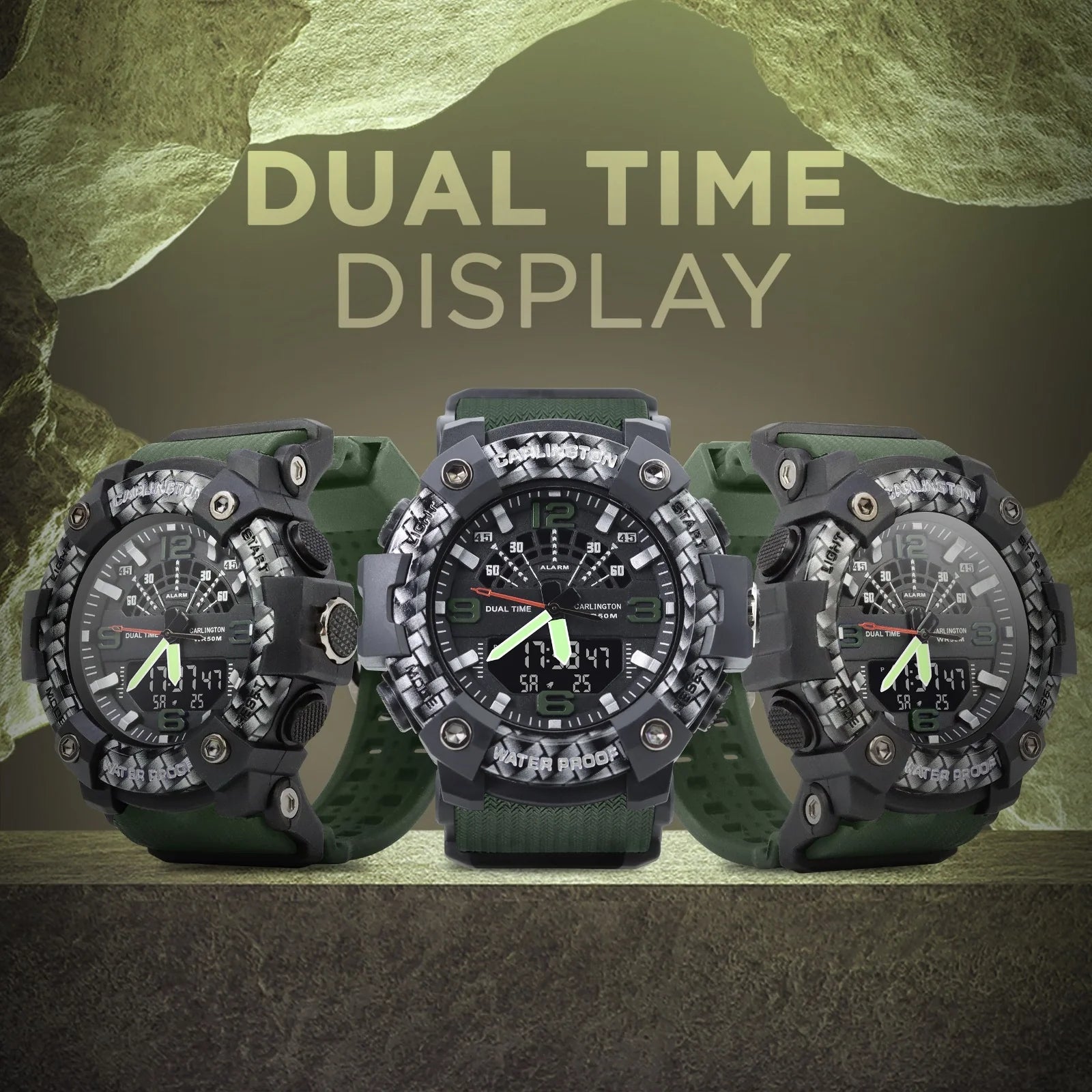 Carlington Analog Digital Sports Watch For Men - Endurance 9103 Green