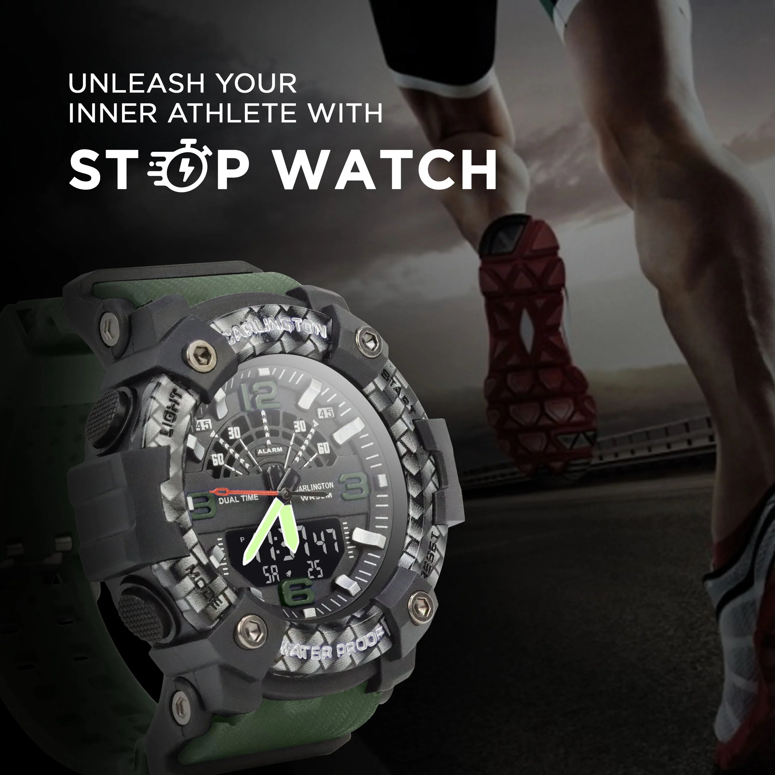 Carlington Analog Digital Sports Watch For Men - Endurance 9103 Green