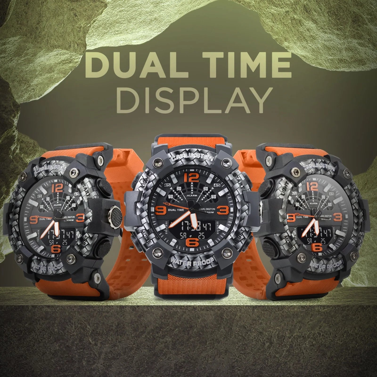 Carlington Analog Digital Sports Watch For Men - Endurance 9103 Orange