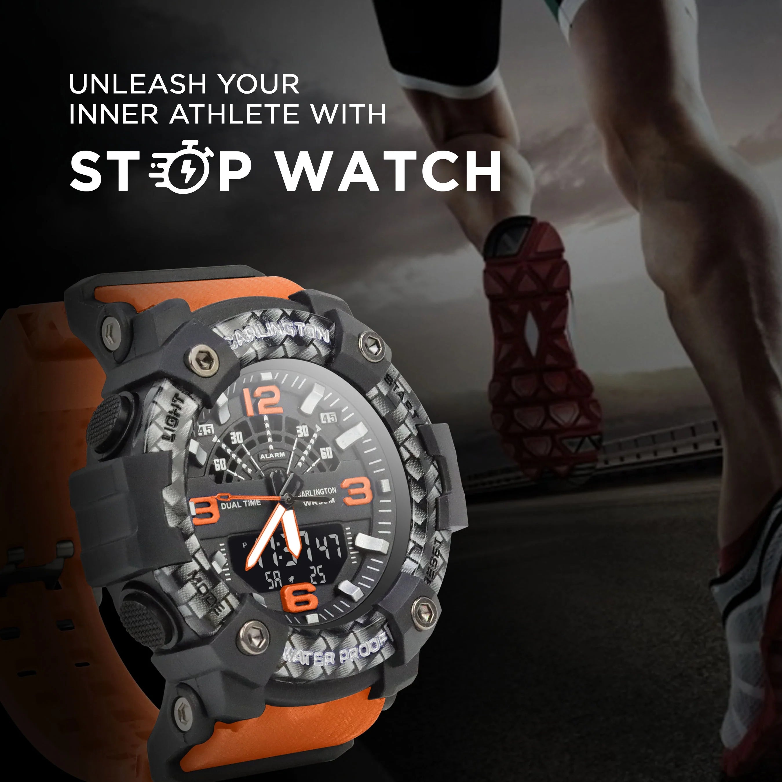 Carlington Analog Digital Sports Watch For Men - Endurance 9103 Orange