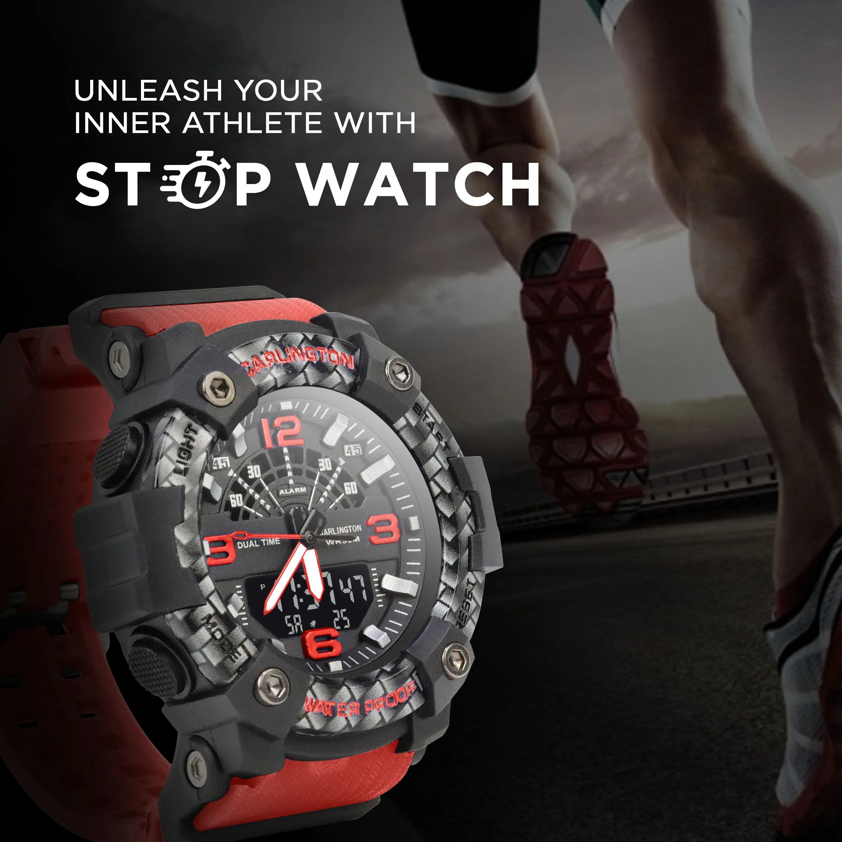Carlington Analog Digital Sports Watch For Men - Endurance 9103 Red