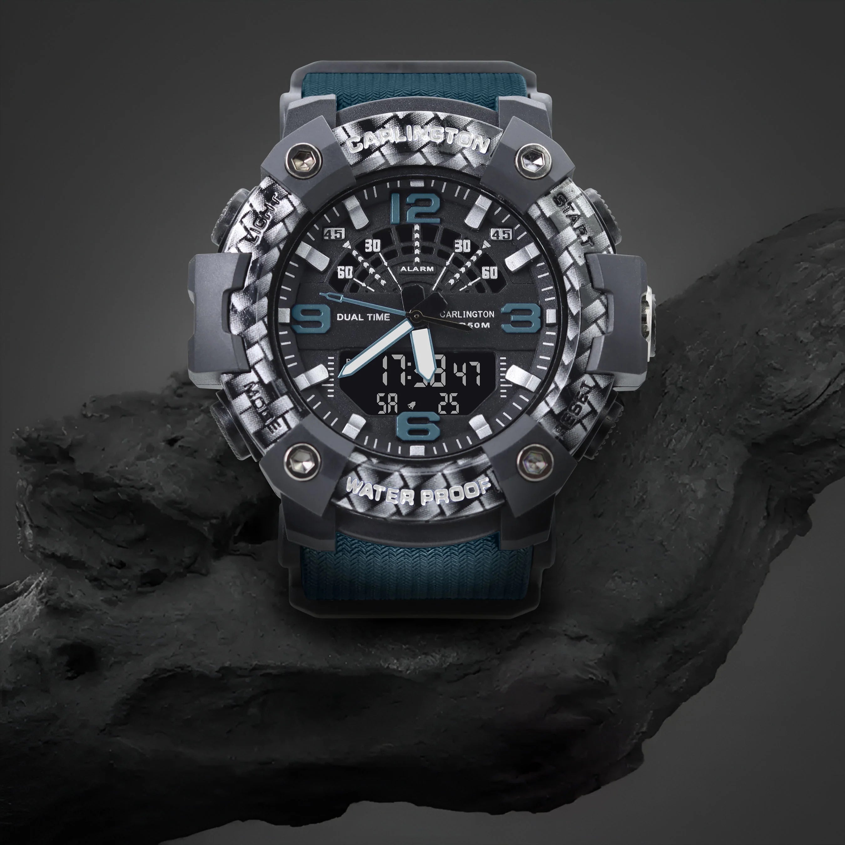 Carlington Analog Digital Sports Watch For Men - Endurance 9103 Teal