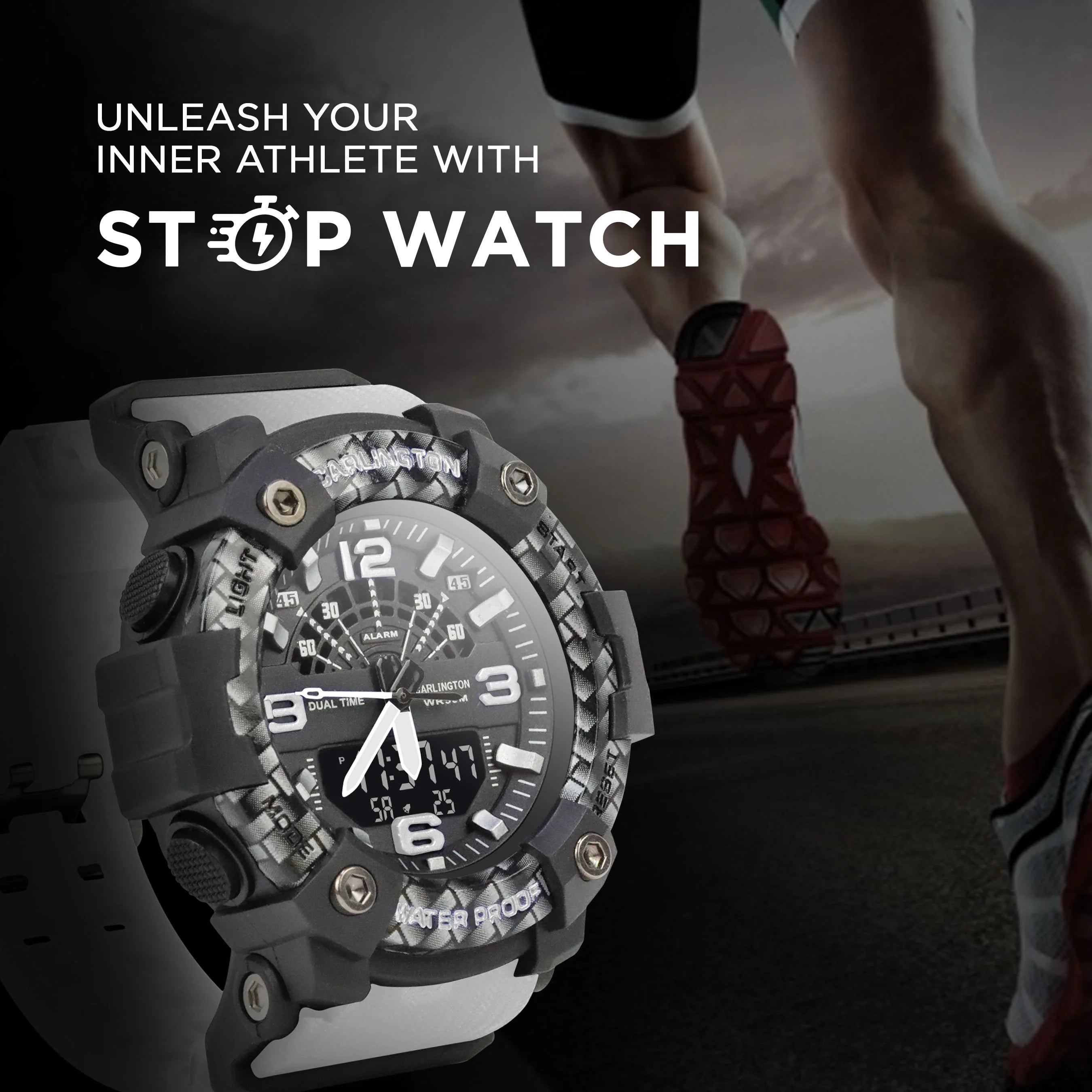 Carlington Analog Digital Sports Watch For Men - Endurance 9103 White