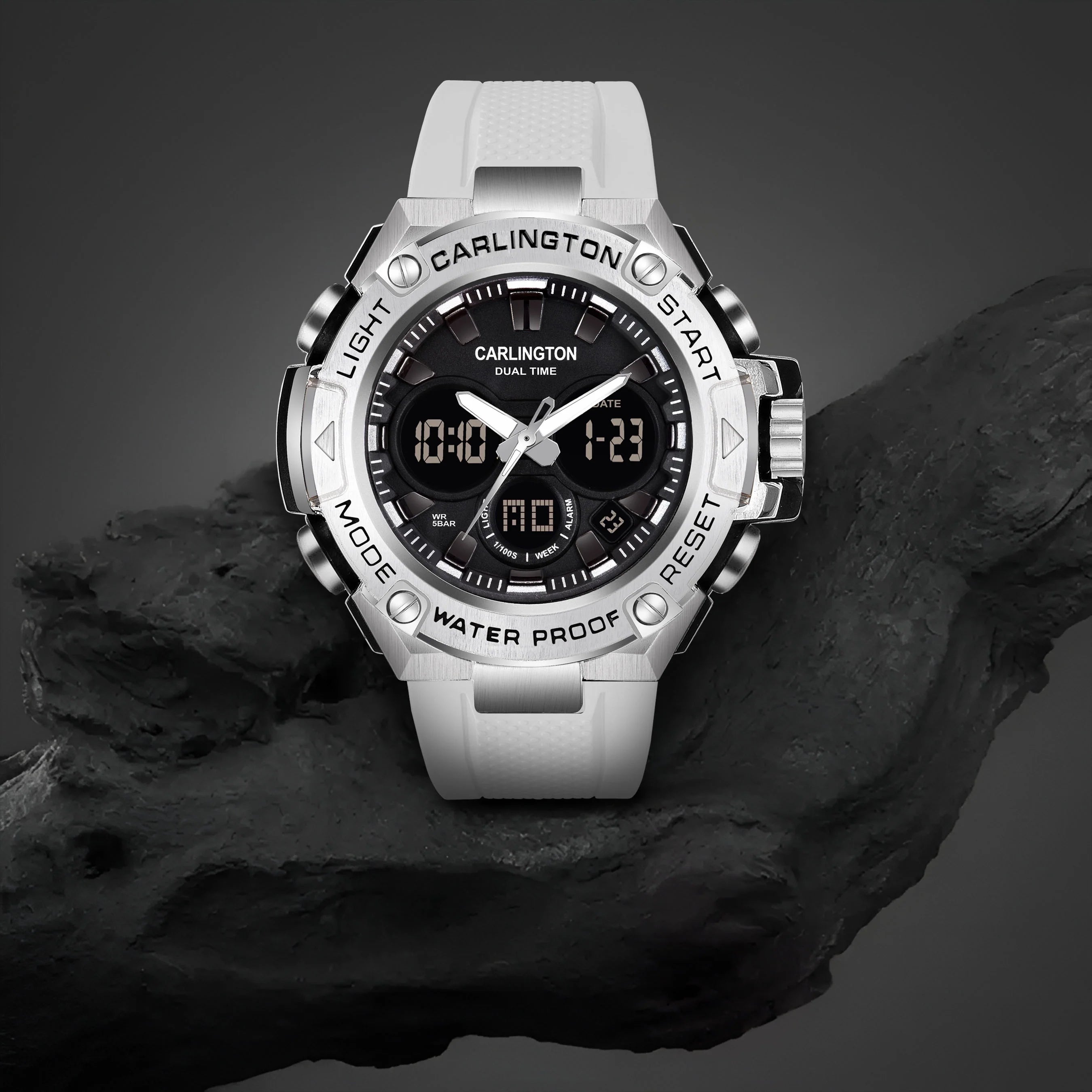 Carlington Analog Digital Sports Watch_Endurance 9107 White