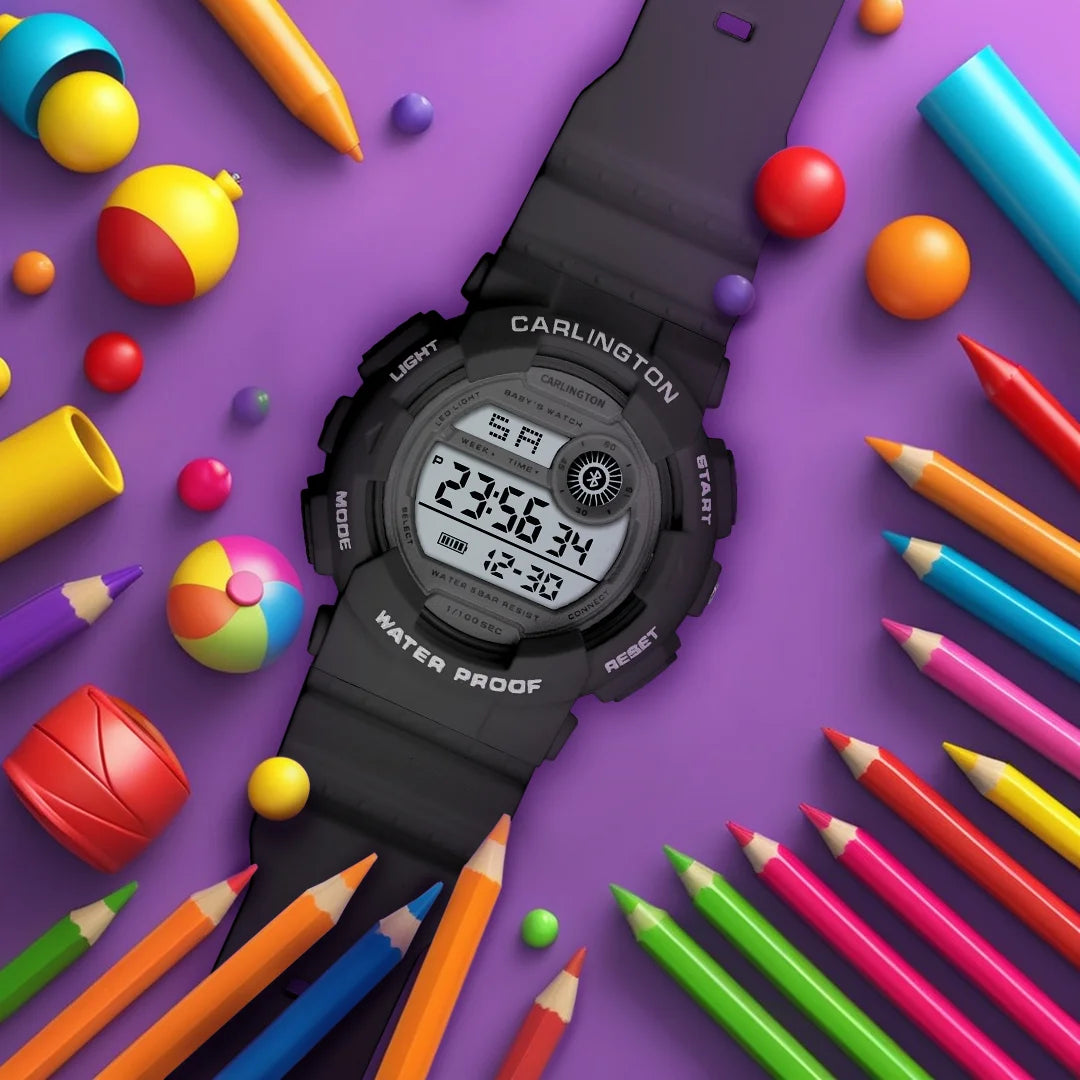Carlington Digital Kids Watch with Alarm and Date Display - Junior 9121 Black