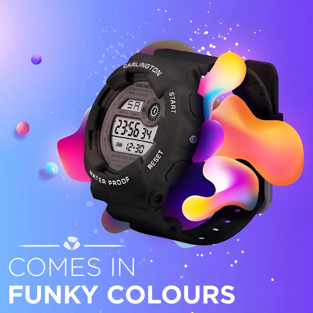 Carlington Digital Kids Watch with Alarm and Date Display - Junior 9121 Black