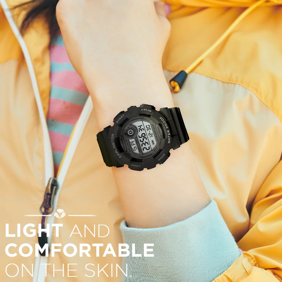 Carlington Digital Kids Watch with Alarm and Date Display - Junior 9121 Black